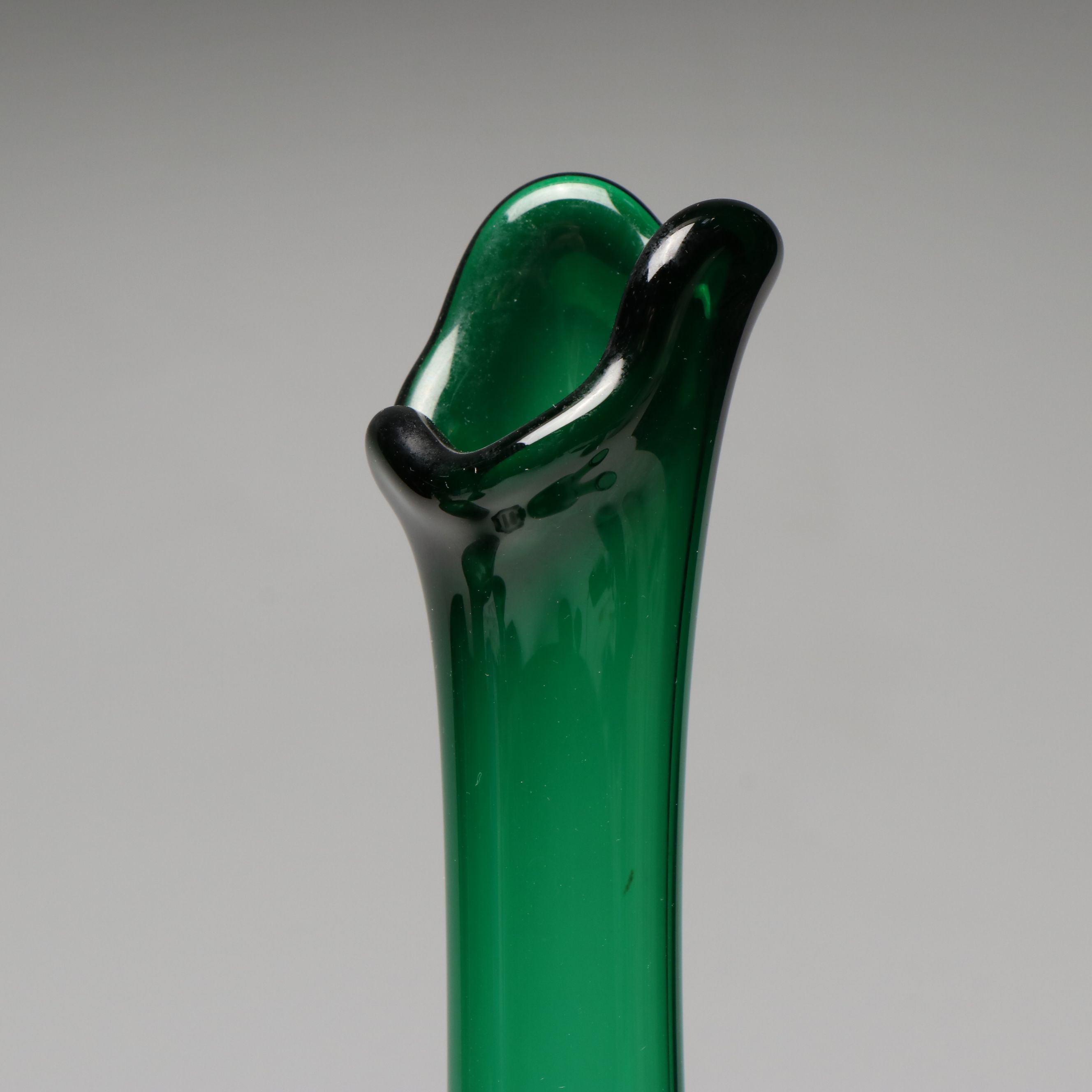 Mid Century Modern Style Bubble and Other Green Glass Decanters and Vases