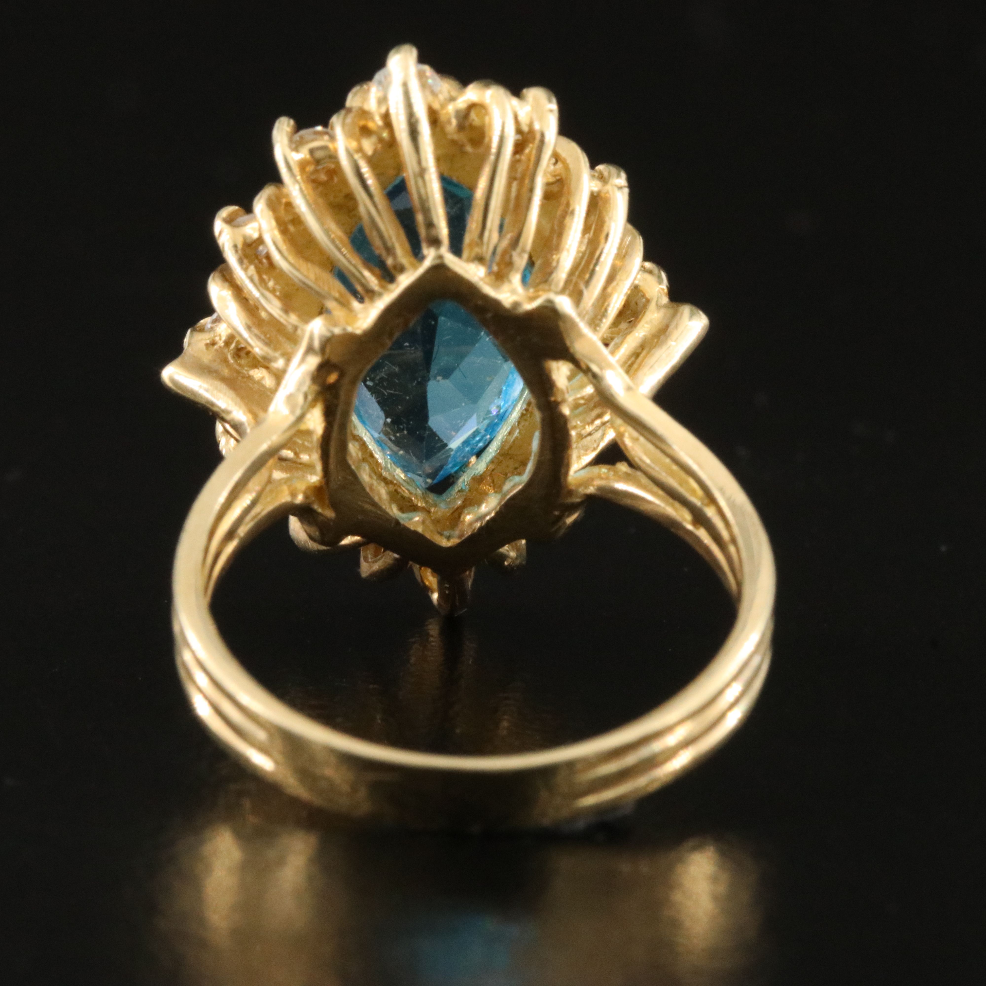 14K Swiss Blue Topaz and Diamond Ring