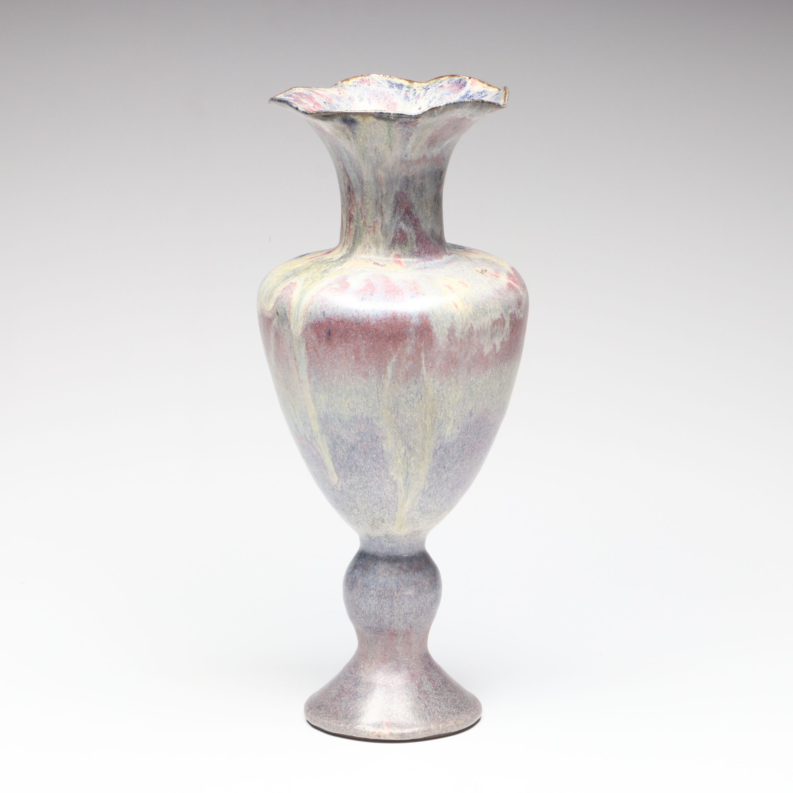 Signed David Changar Art Pottery Pedestal Vase, 1997