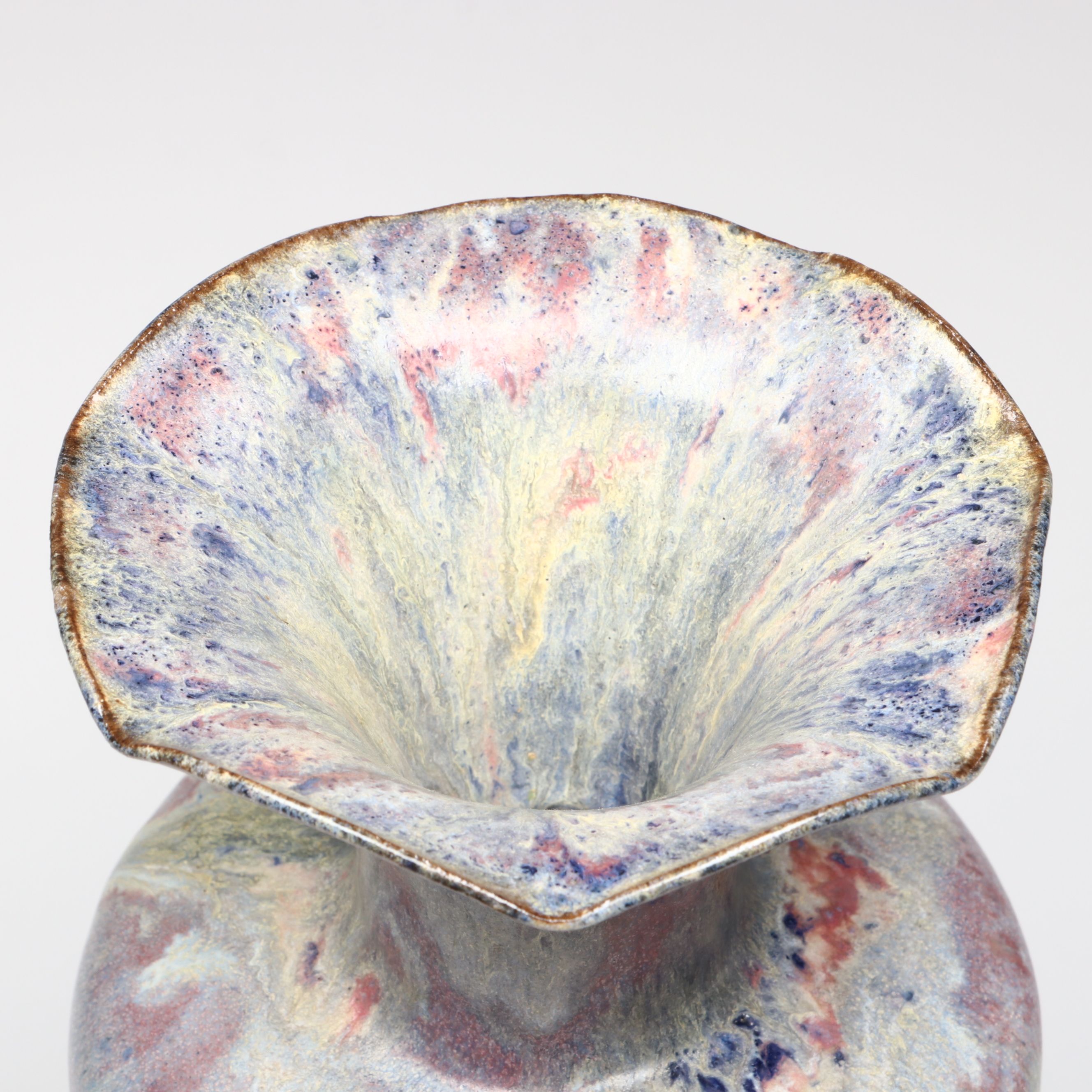 Signed David Changar Art Pottery Pedestal Vase, 1997