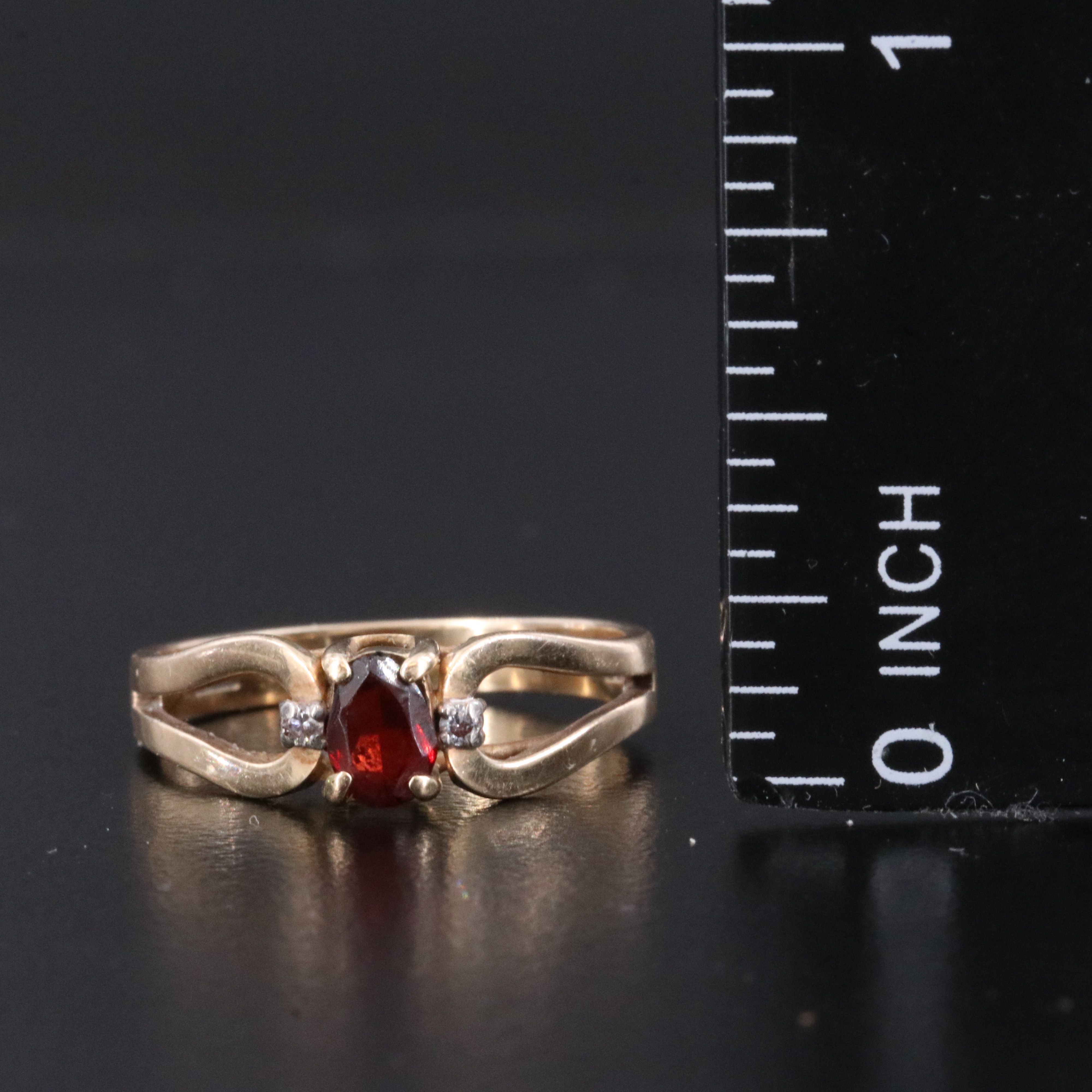 14K Garnet and Diamond Ring
