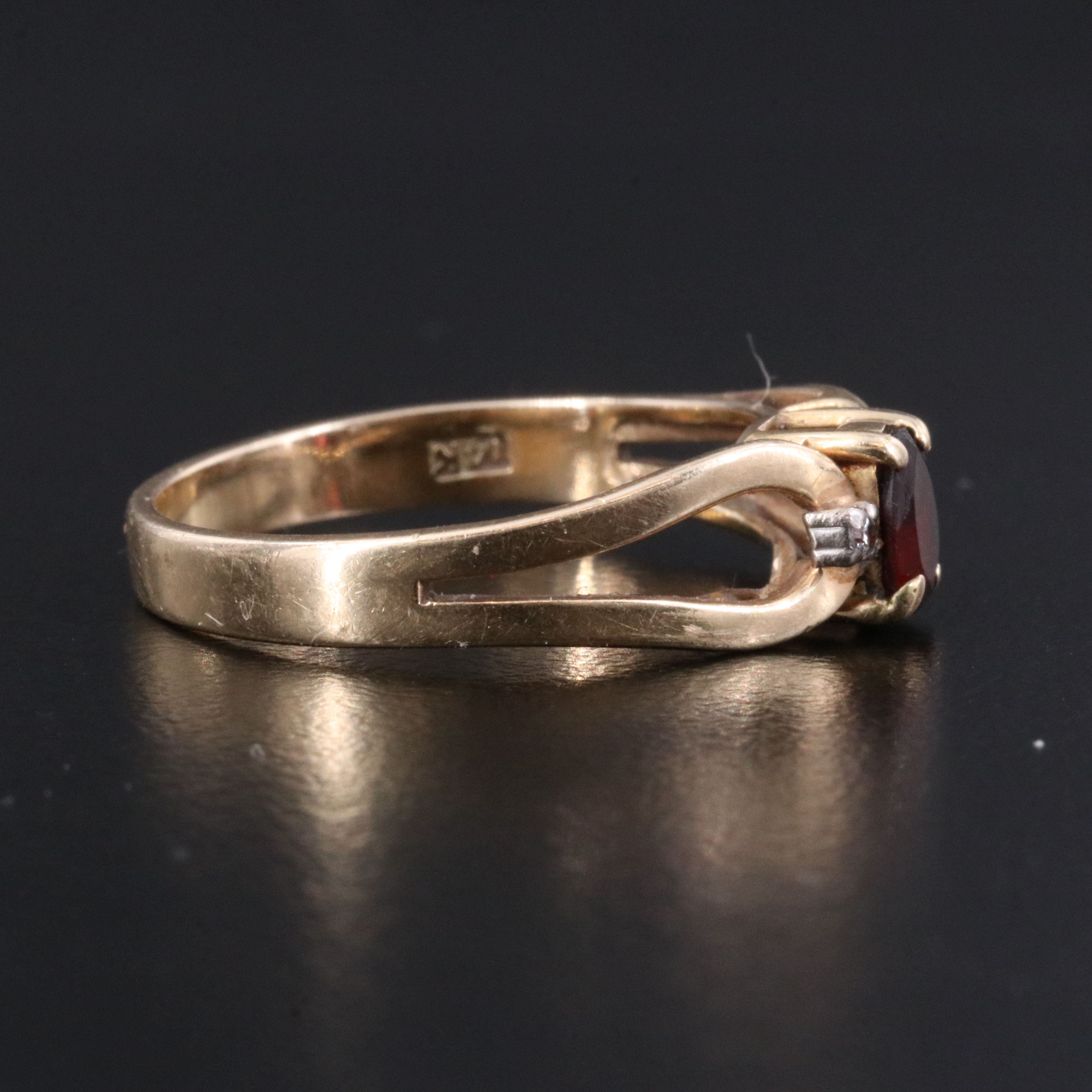 14K Garnet and Diamond Ring