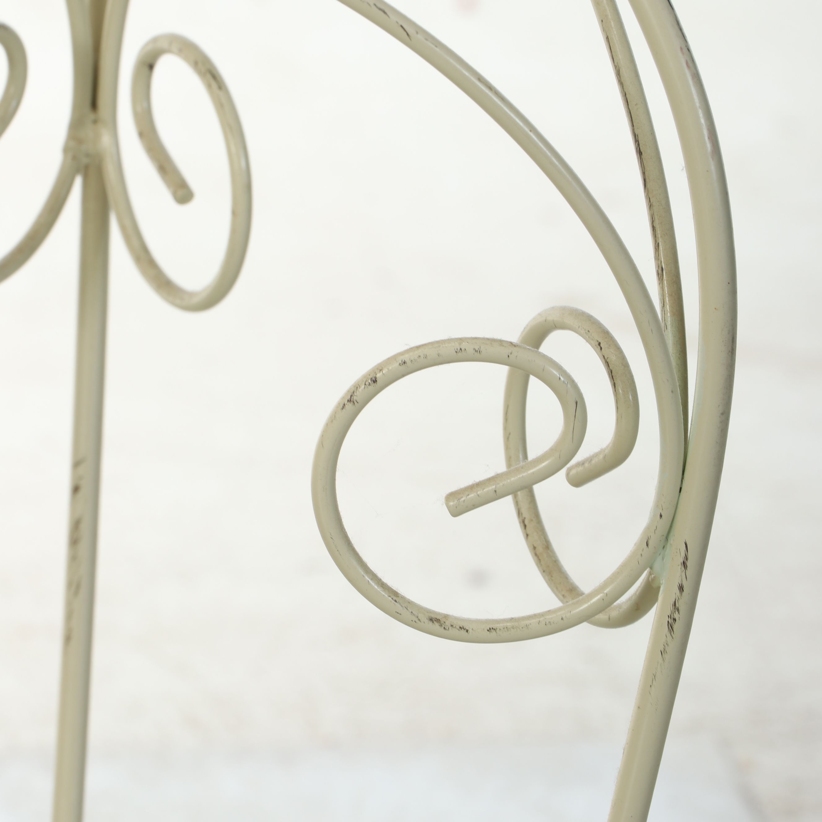 Painted Metal Scrollwork Plant Stands with Foliate Accents, 20th Century