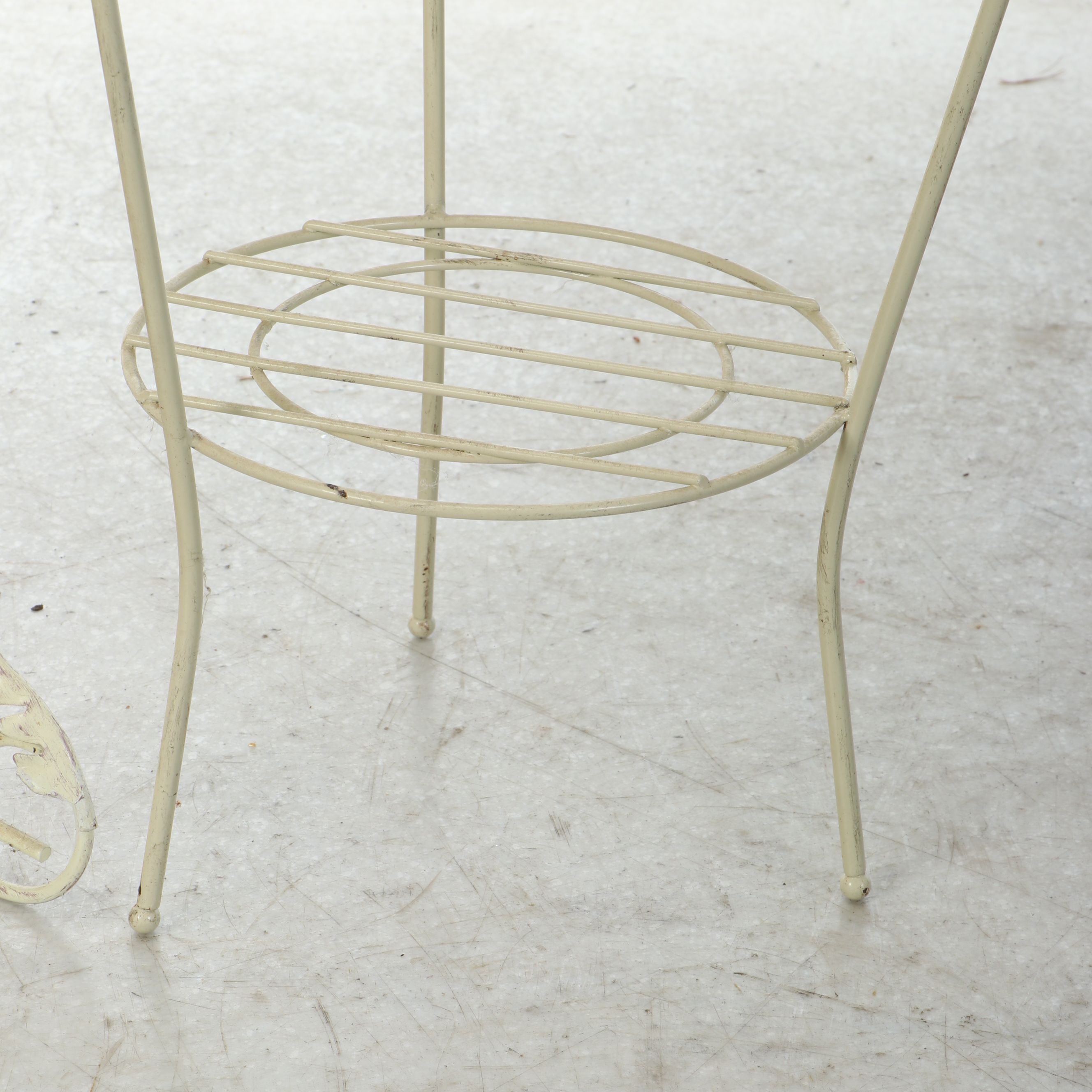 Painted Metal Scrollwork Plant Stands with Foliate Accents, 20th Century