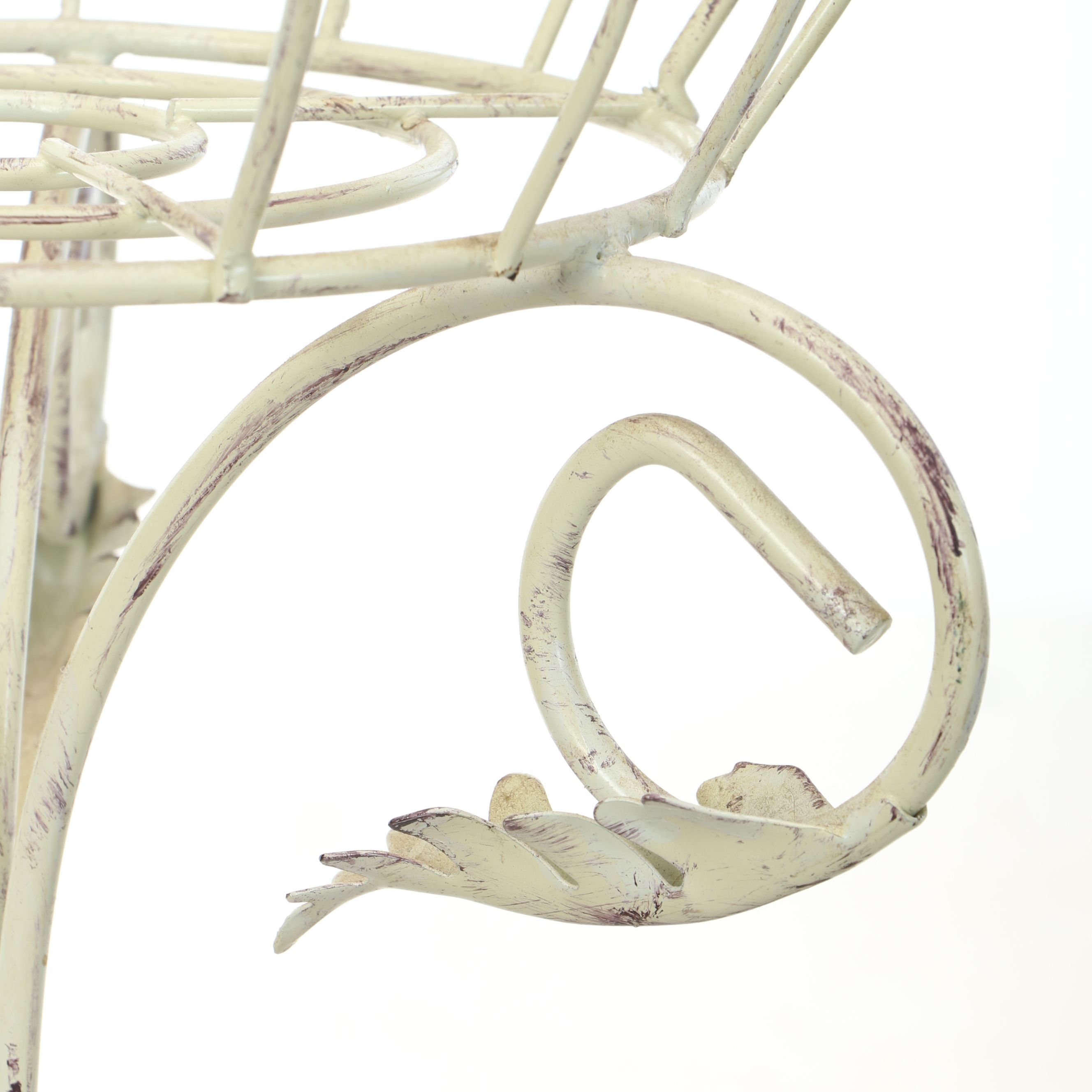 Painted Metal Scrollwork Plant Stands with Foliate Accents, 20th Century