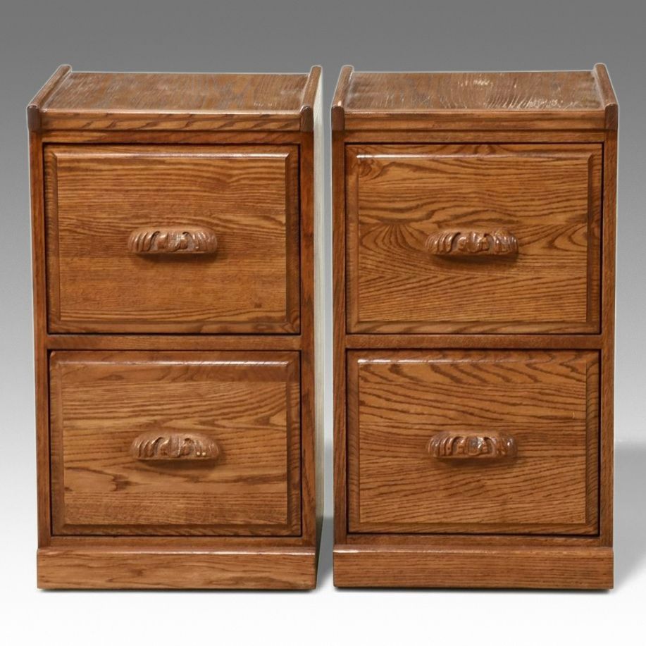 Pair Traditional Style Two-Drawer Filing Cabinets