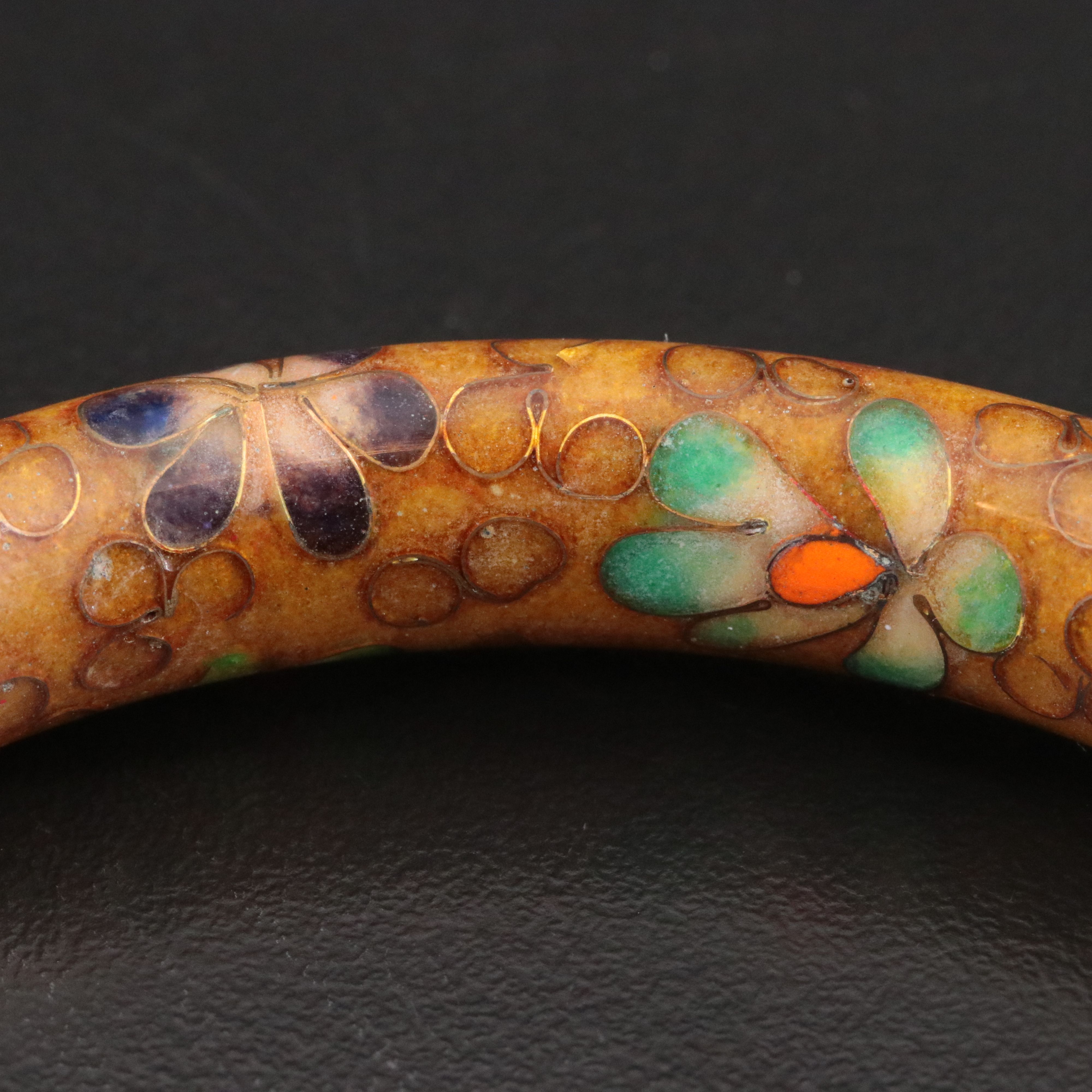 Chinese Export Sterling Cloisonné Necklace & Floral Bangle with Carnelian