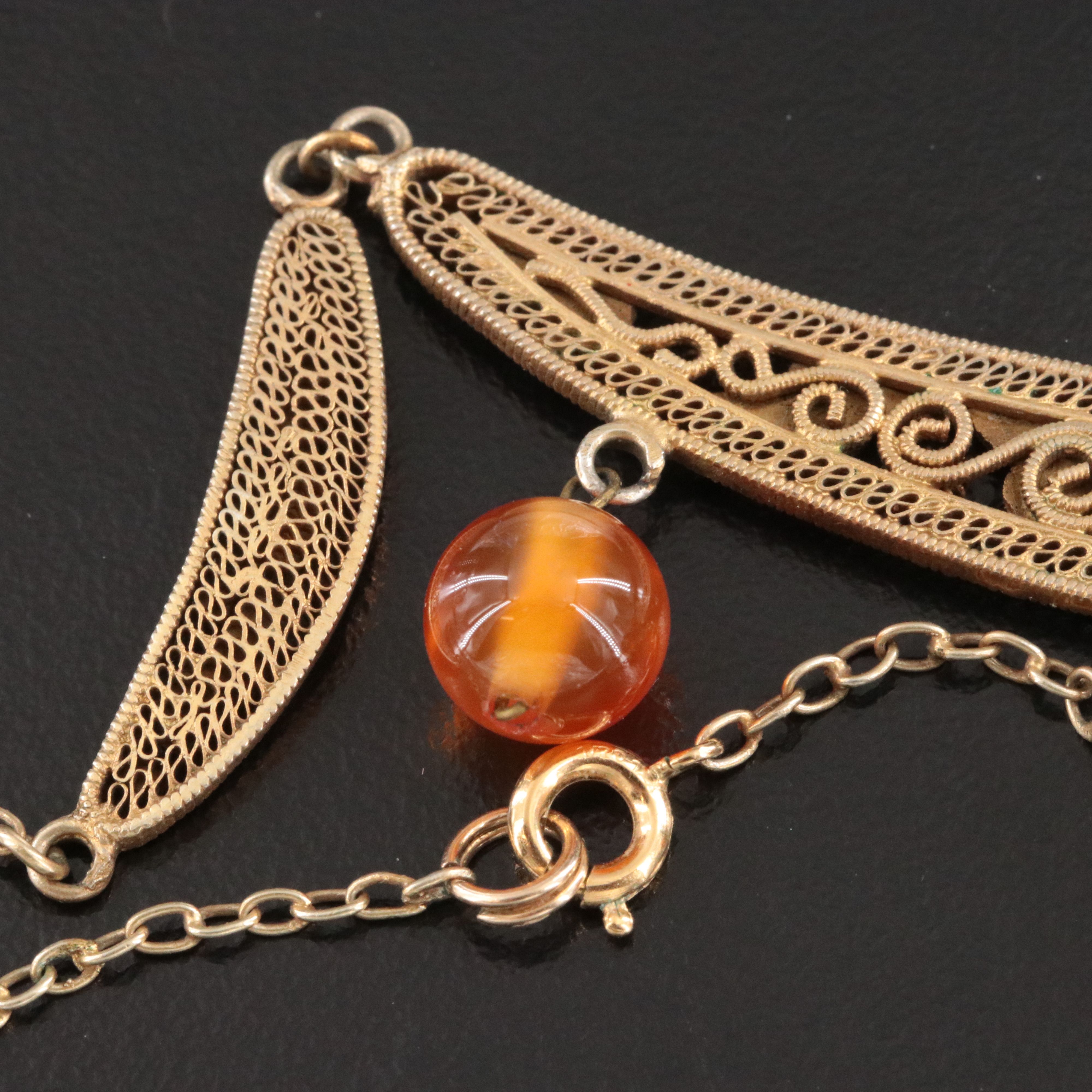 Chinese Export Sterling Cloisonné Necklace & Floral Bangle with Carnelian