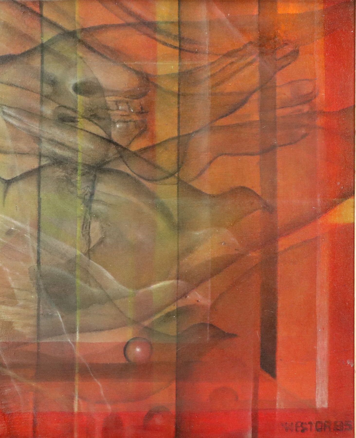 Gestural Expressionist Oil Painting, Mid-Late 20th Century