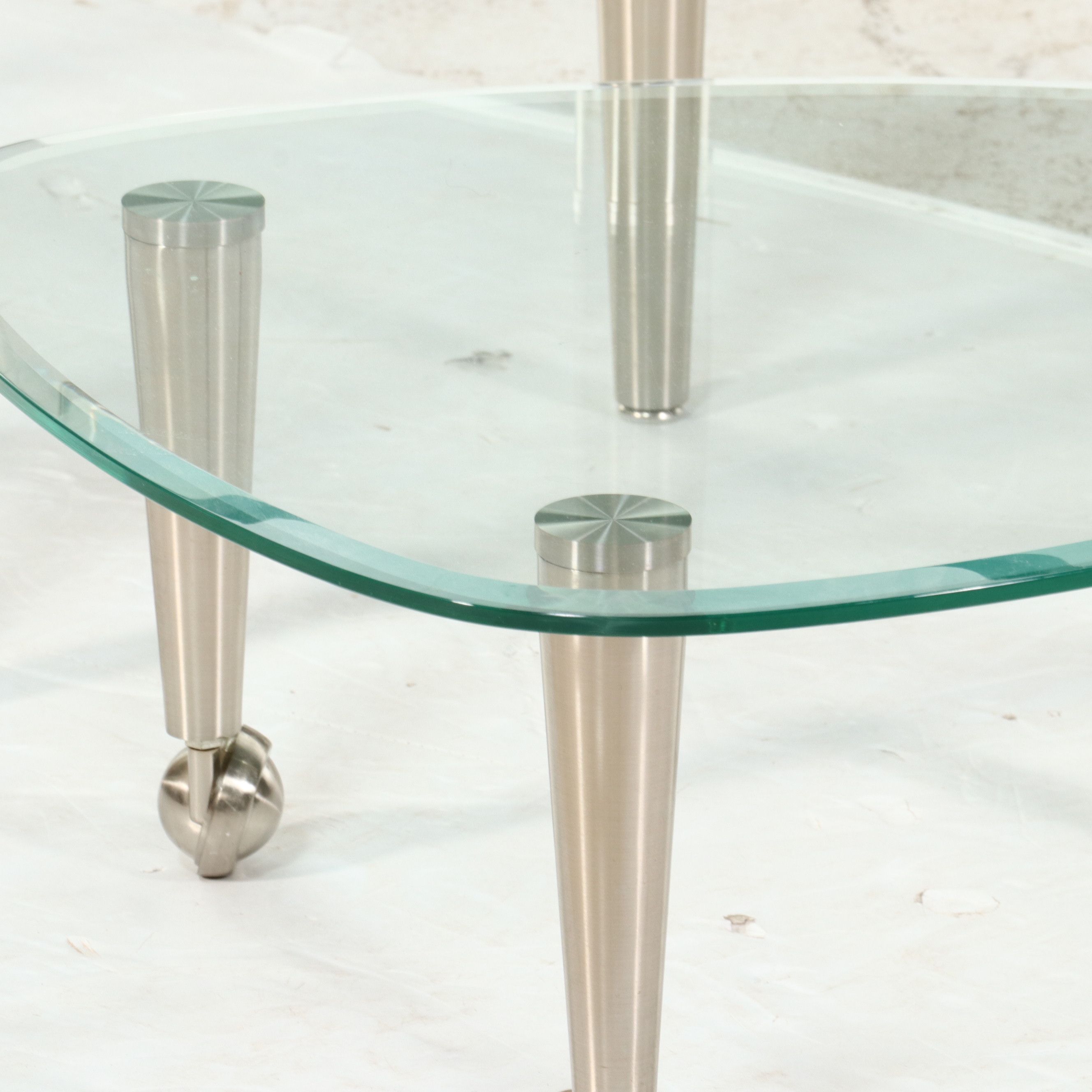 Modernist Style Multi-Tiered "Satellite" Glass and Metal Coffee Table