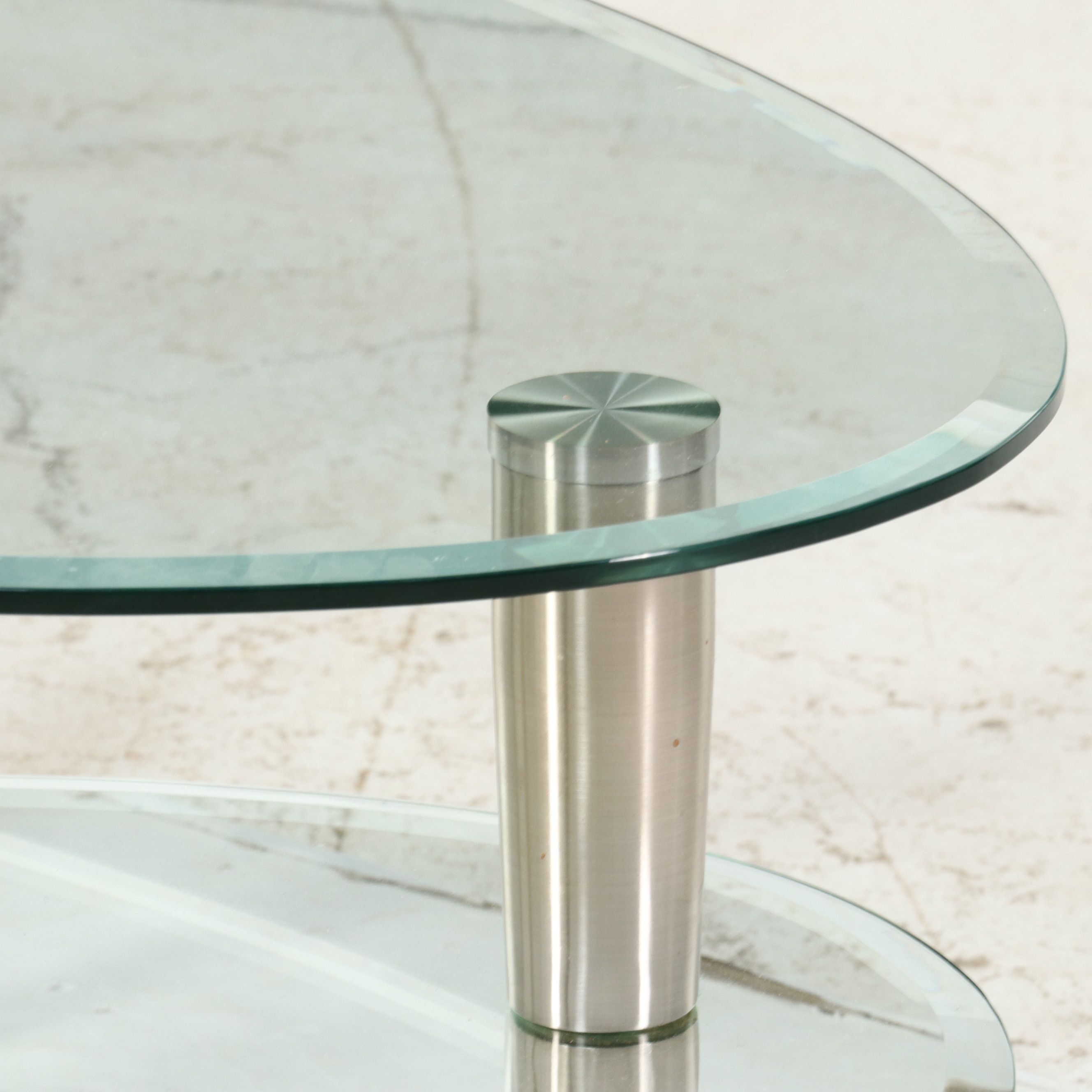Modernist Style Multi-Tiered "Satellite" Glass and Metal Coffee Table