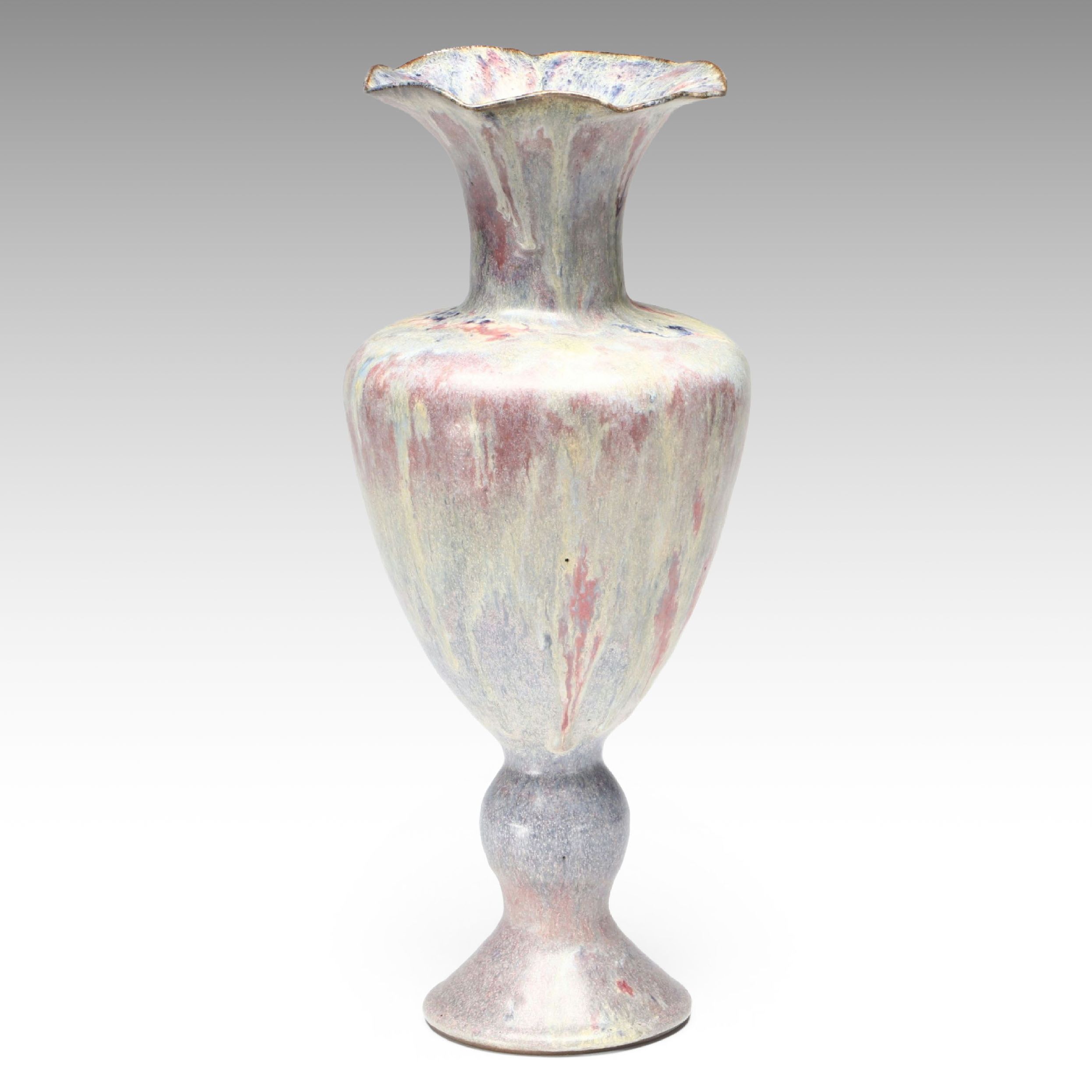 Signed David Changar Art Pottery Pedestal Vase, 1997