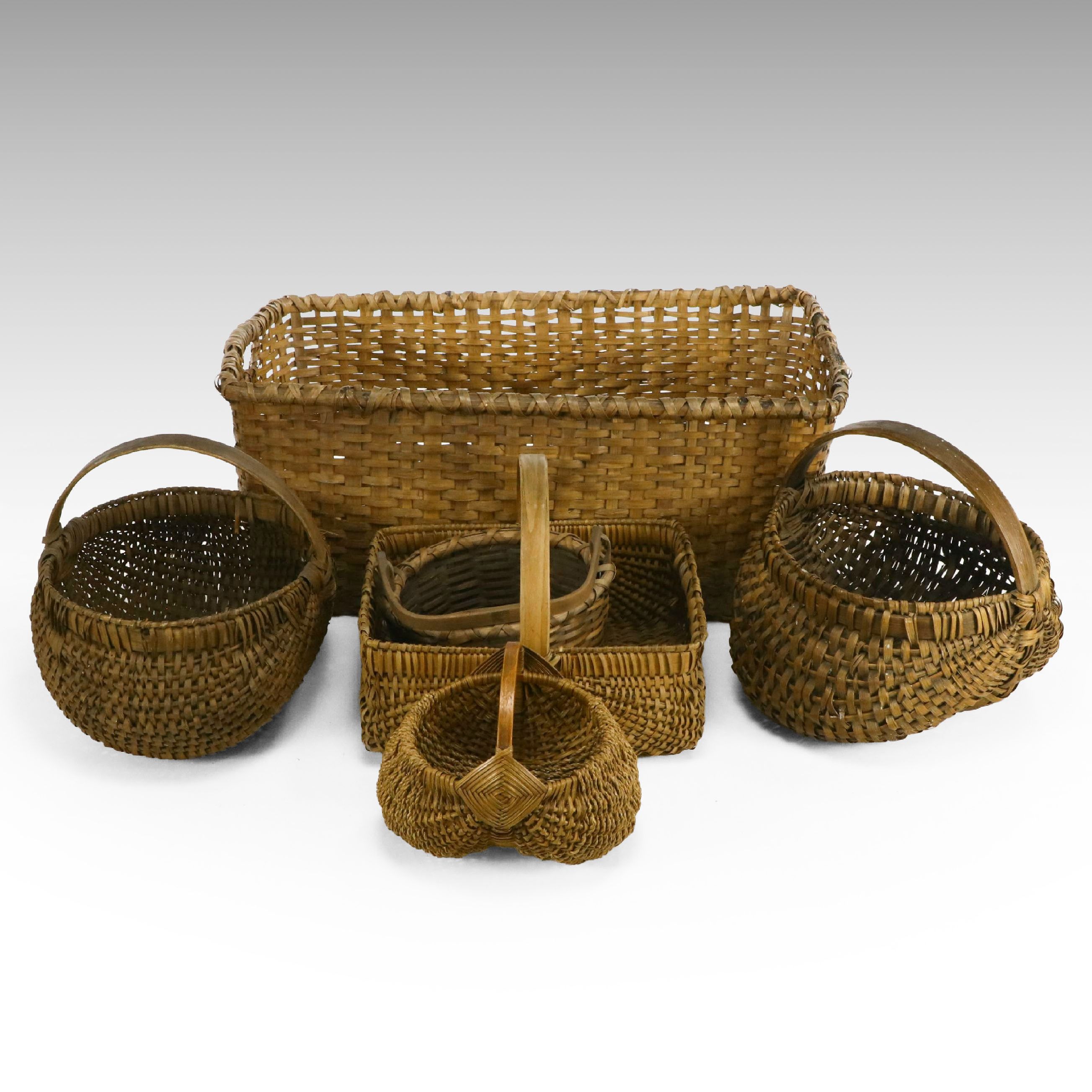 Handwoven "Granny's Fanny" Handled Baskets with Other American Basketry