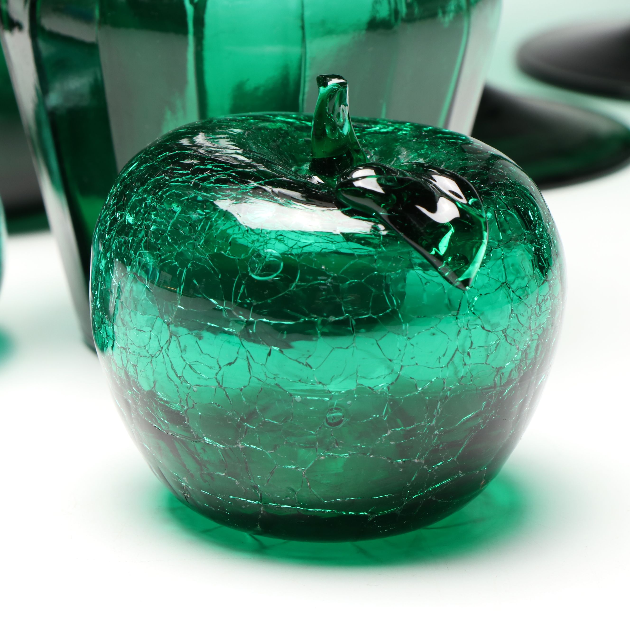 Mid Century Modern Emerald Green Vases, Goblets and Stoppered Vessels