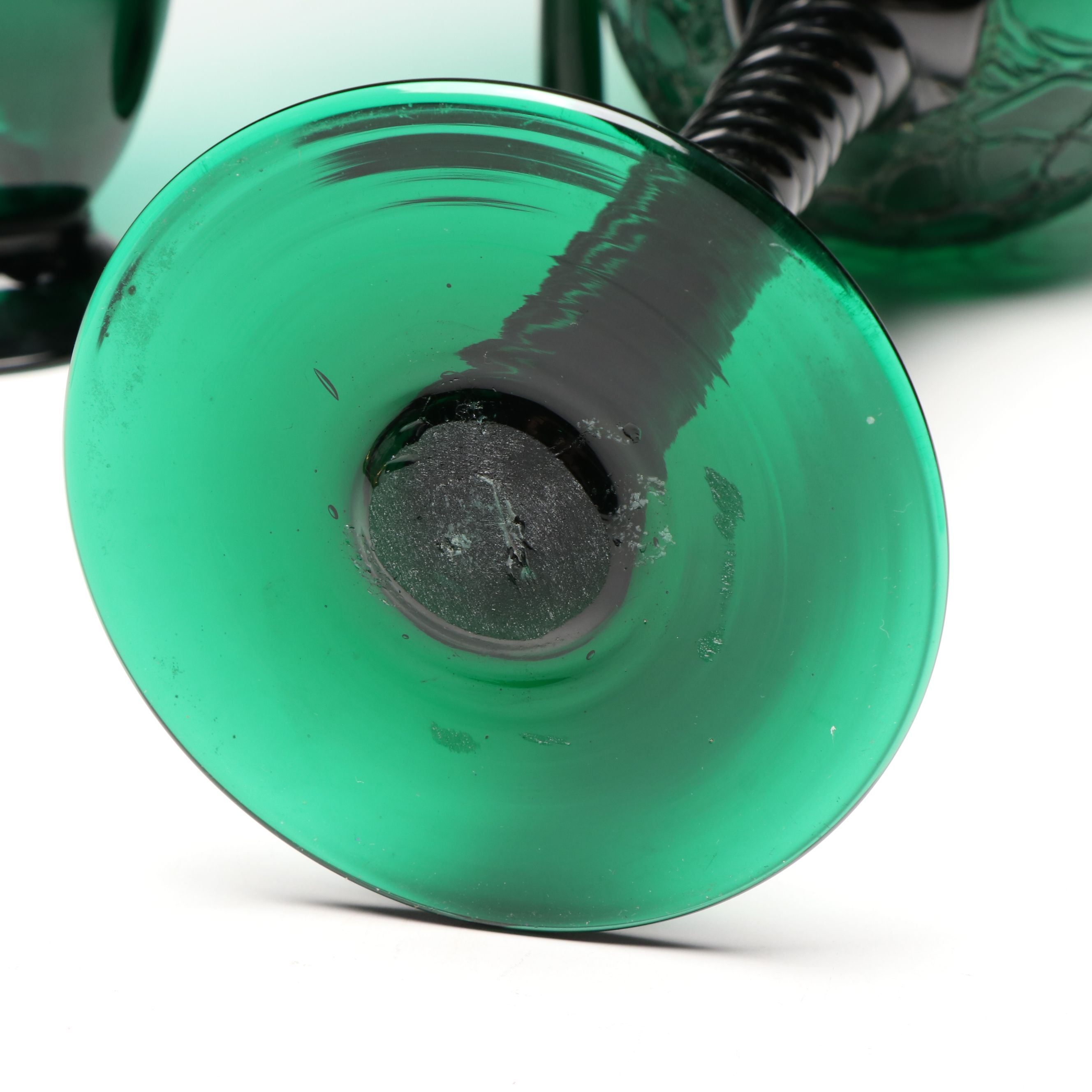 Mid Century Modern Emerald Green Vases, Goblets and Stoppered Vessels