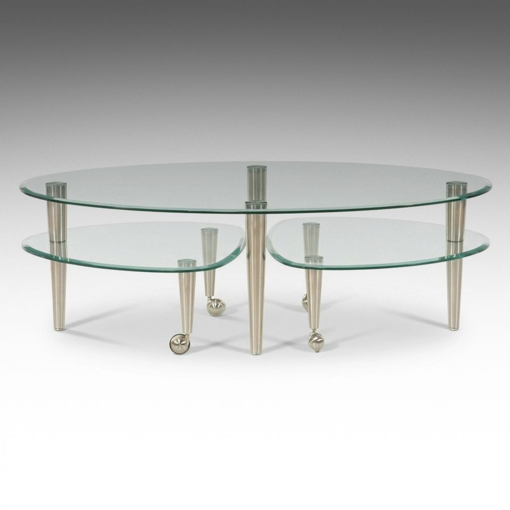 Modernist Style Multi-Tiered "Satellite" Glass and Metal Coffee Table