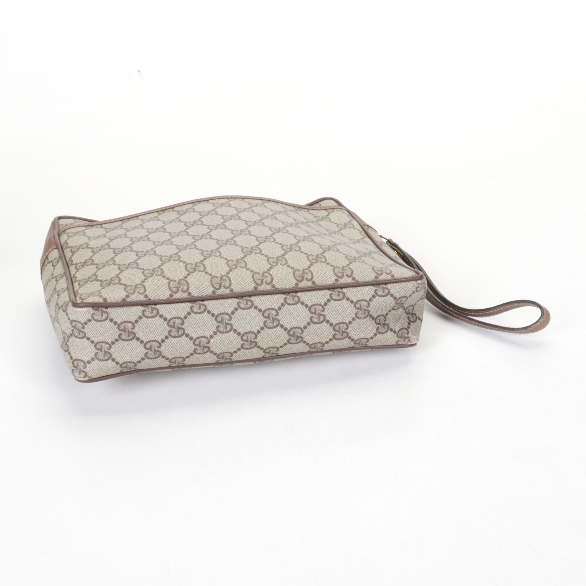 Gucci Accessory Collection GG Supreme Canvas and Leather Wristlet Clutch