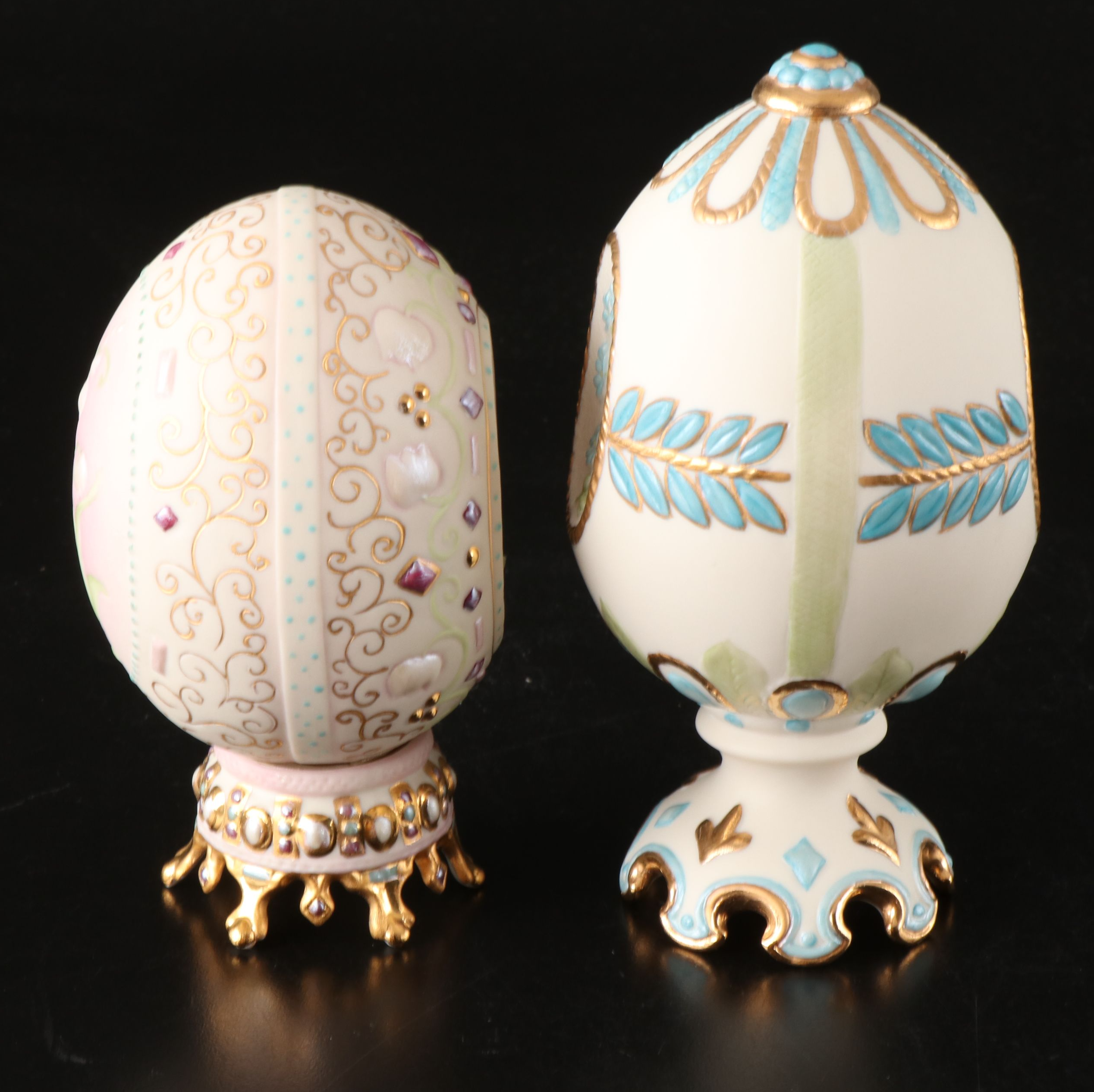 Cybis and Rhyn-Rivet Porcelain Decorative Eggs, Late 20th Century