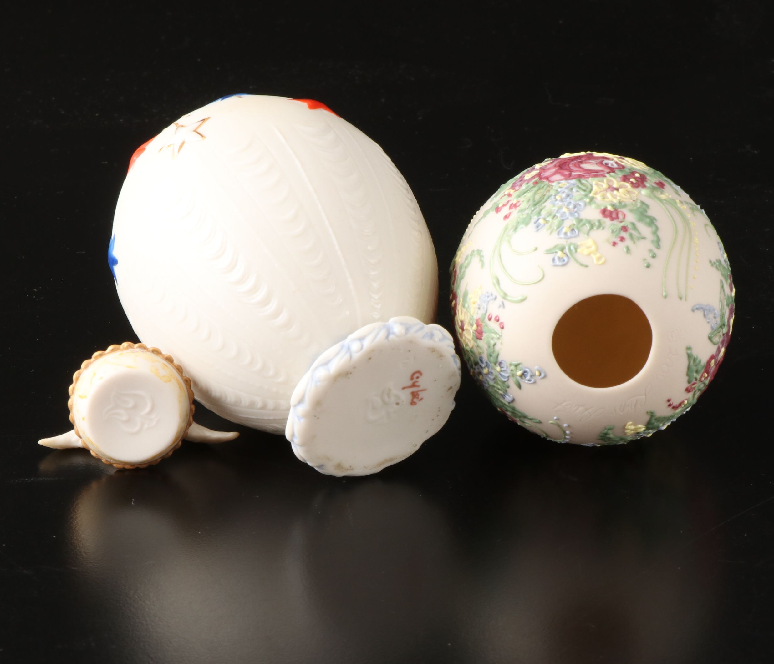 Cybis and Rhyn-Rivet Porcelain Decorative Eggs, Late 20th Century