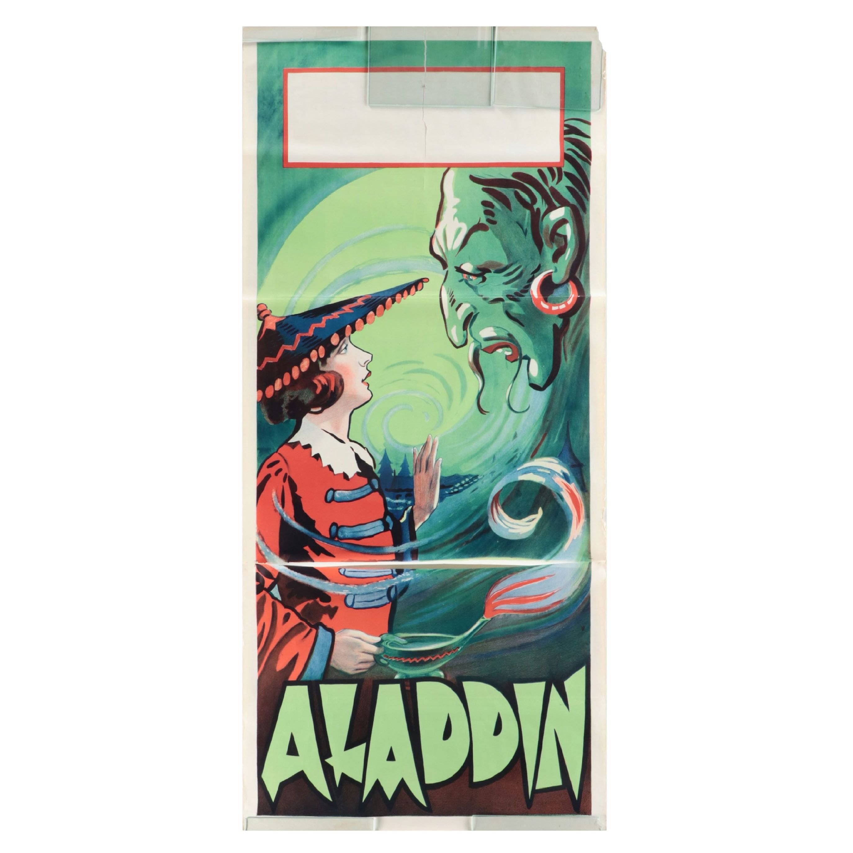 Large-Scale Stone Lithograph Theater Poster "Aladdin," Early 20th Century