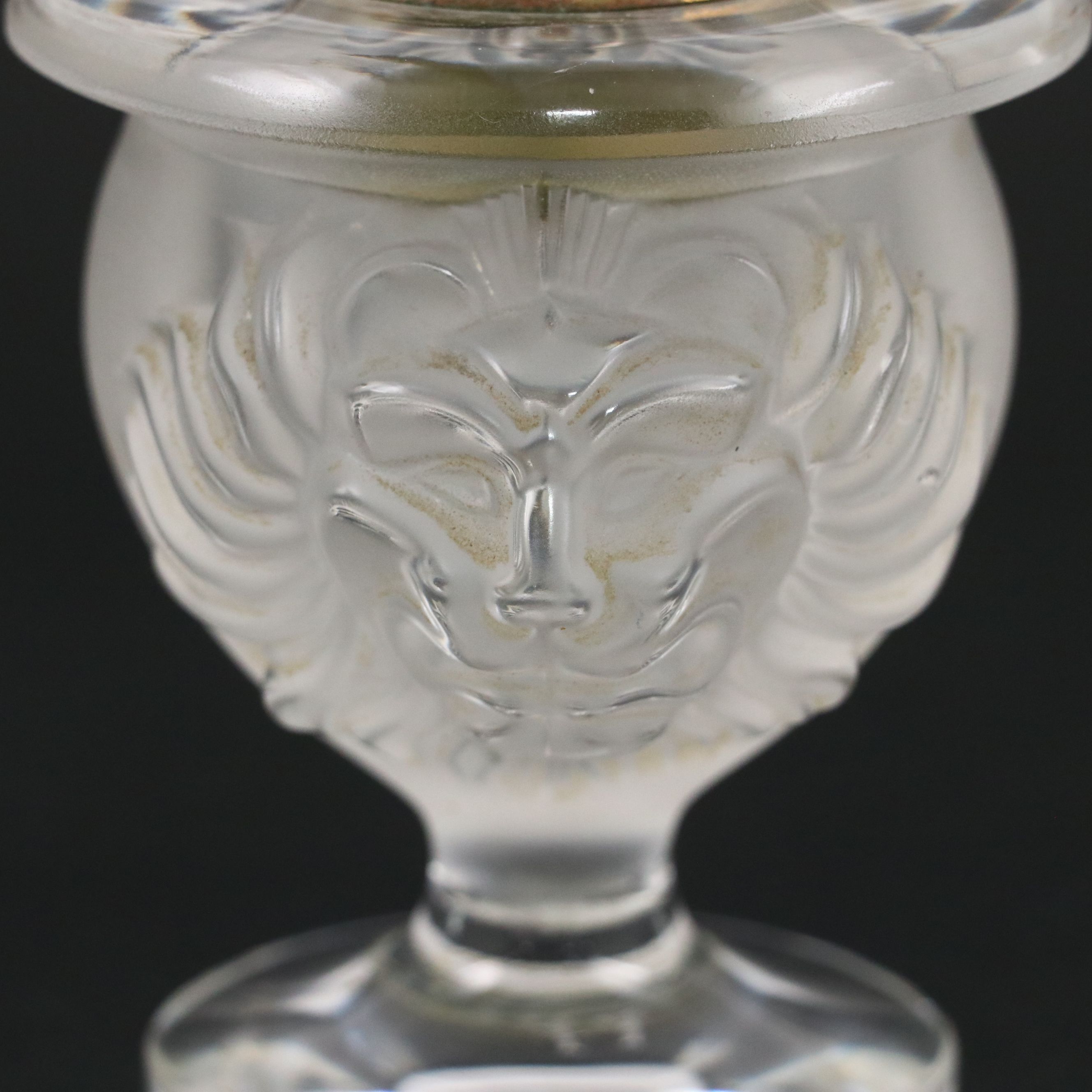 Vintage Lalique "Tete de Lion" Frosted Crystal Table Lighter