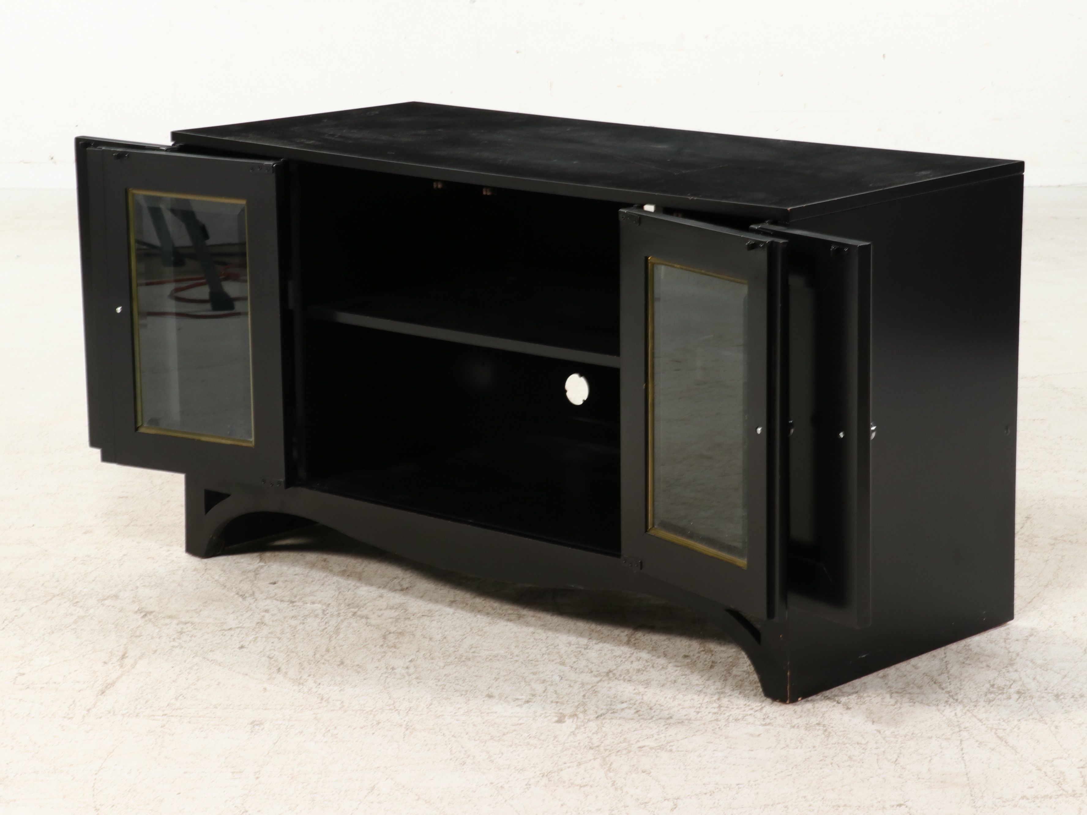 Contemporary Black Painted Media Console