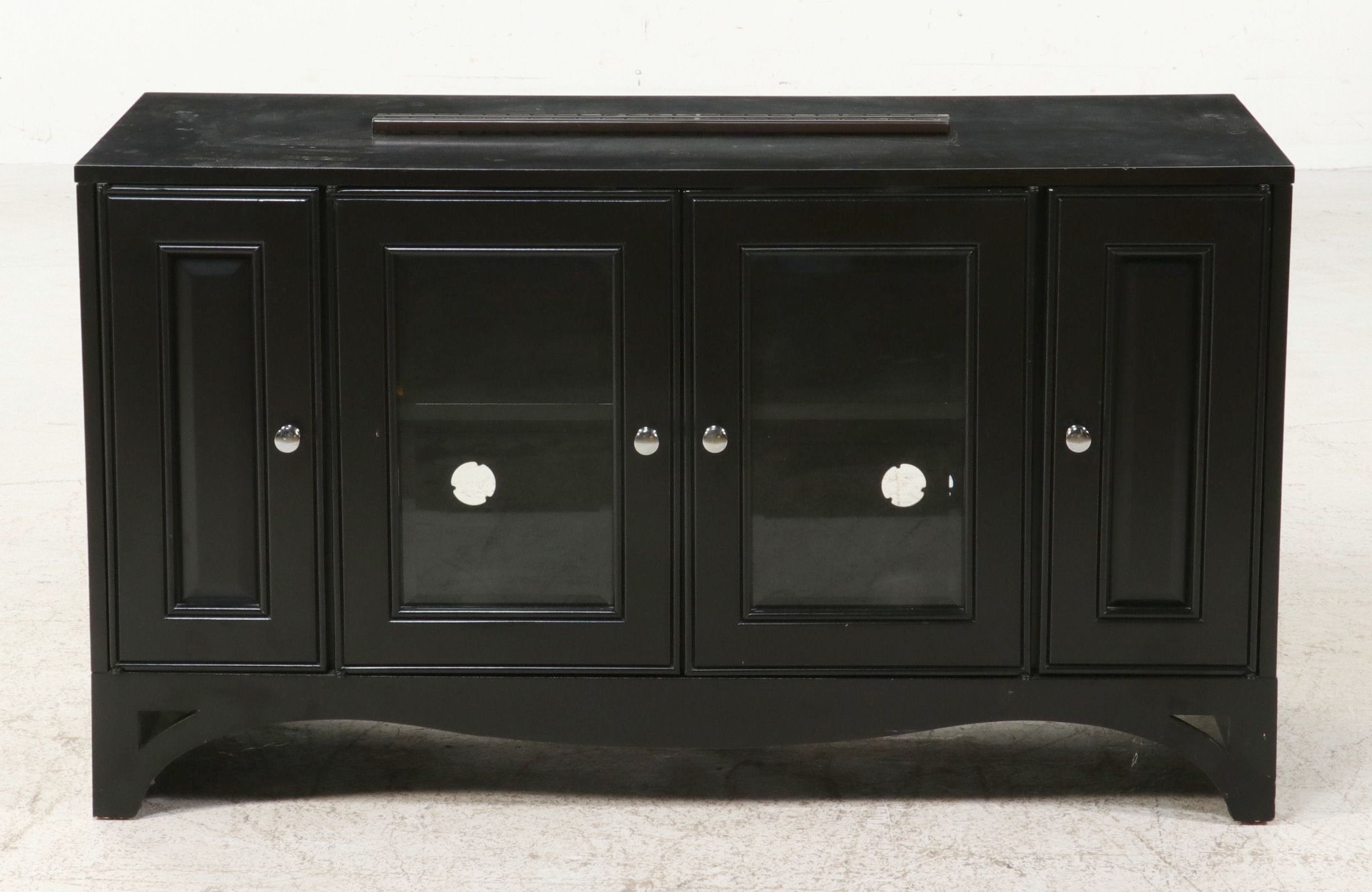 Contemporary Black Painted Media Console