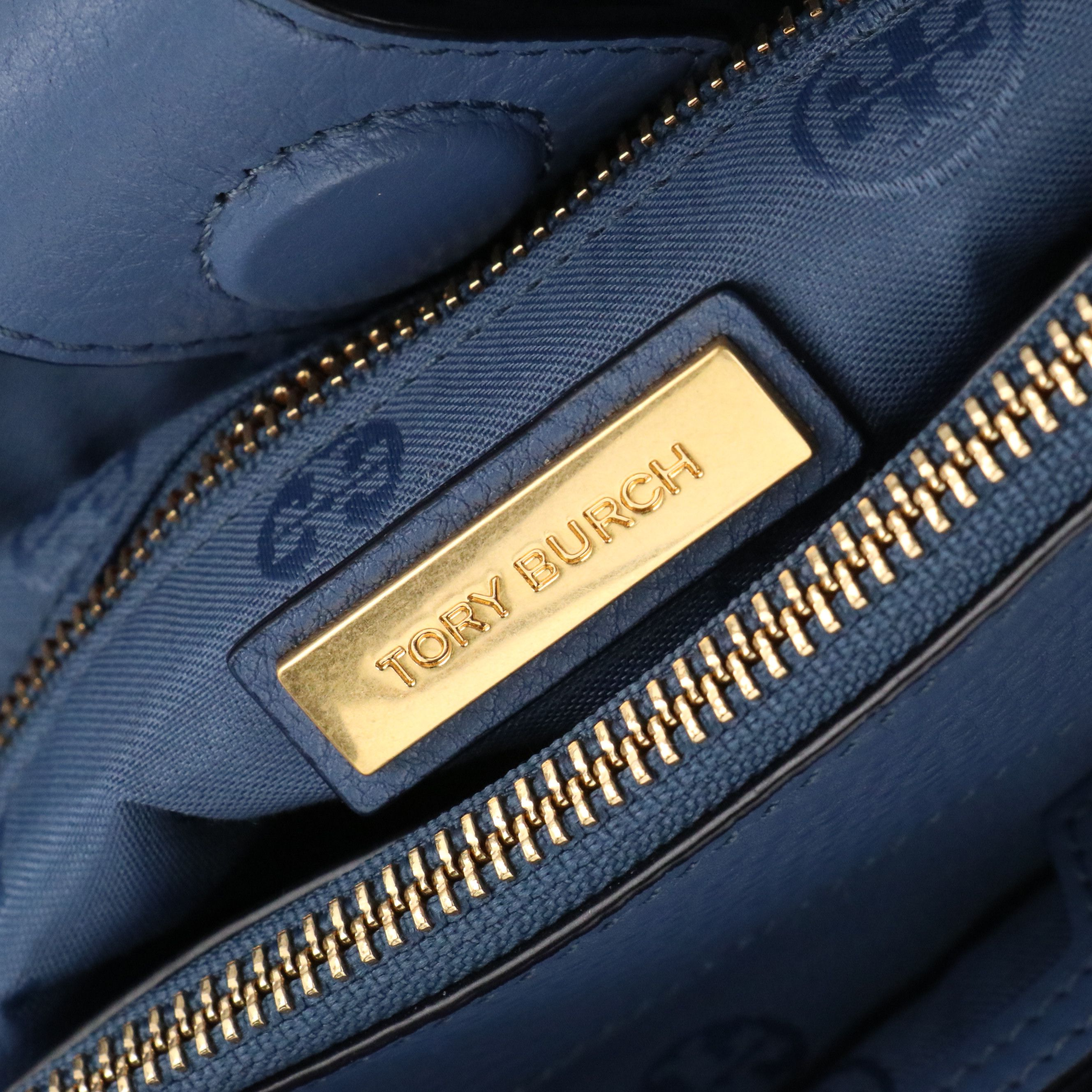 Tory Burch Small Harper Tote Bag in Blue Grained Leather