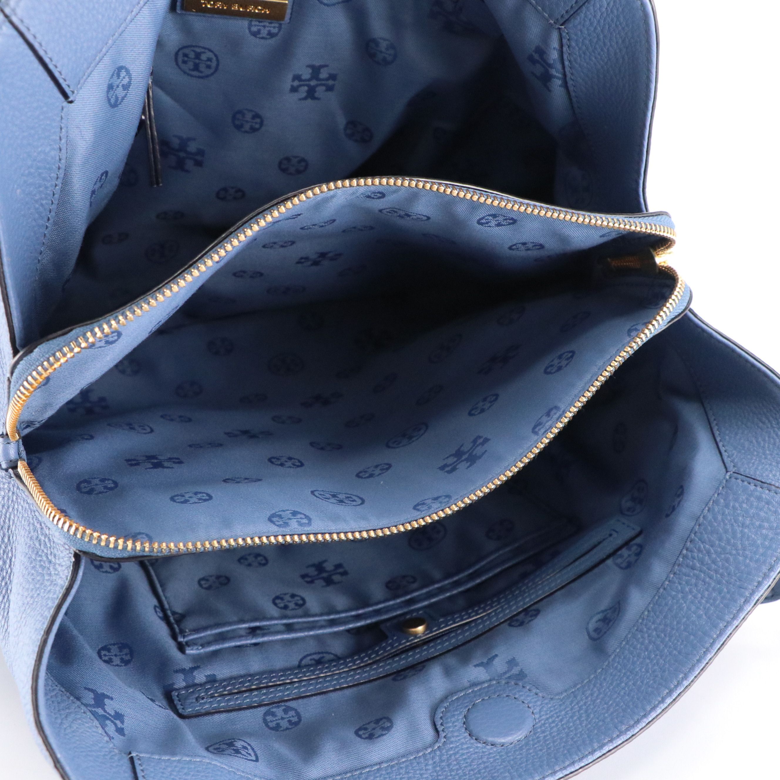 Tory Burch Small Harper Tote Bag in Blue Grained Leather