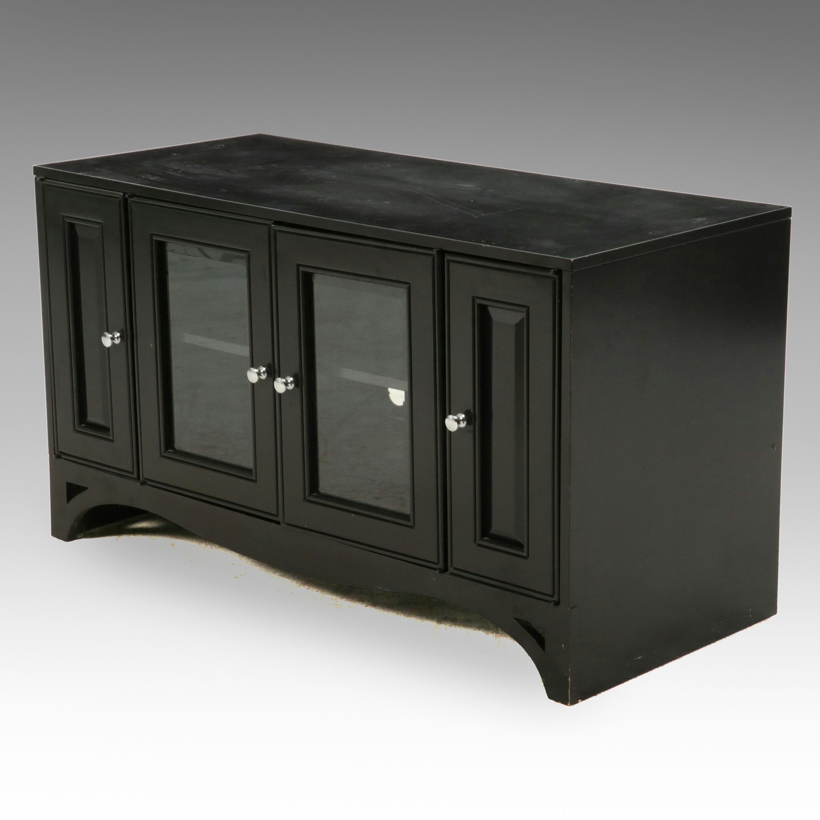 Contemporary Black Painted Media Console