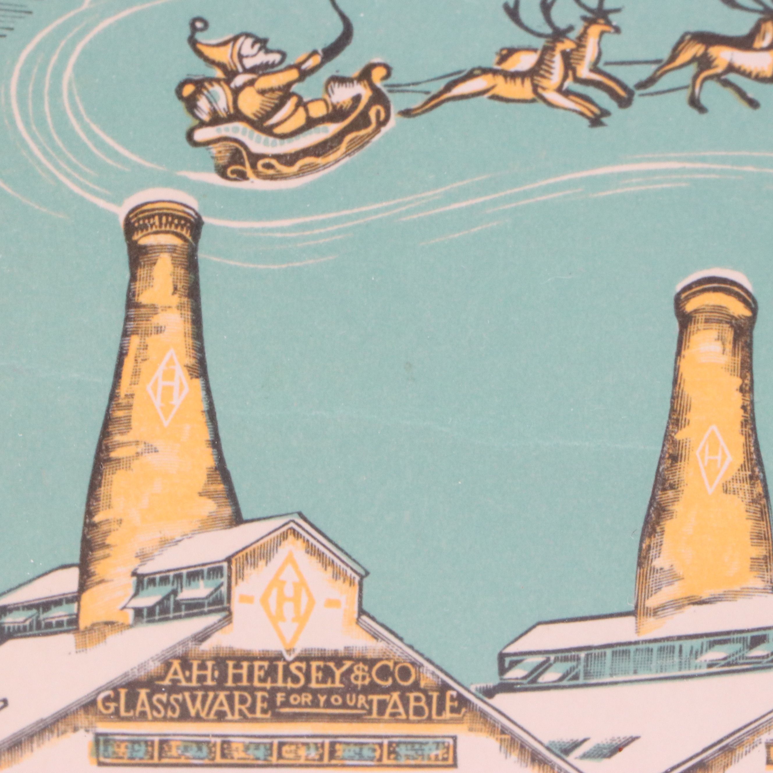 Christmas Card Lithograph "Merry Christmas / A.H. Heisey & Co."