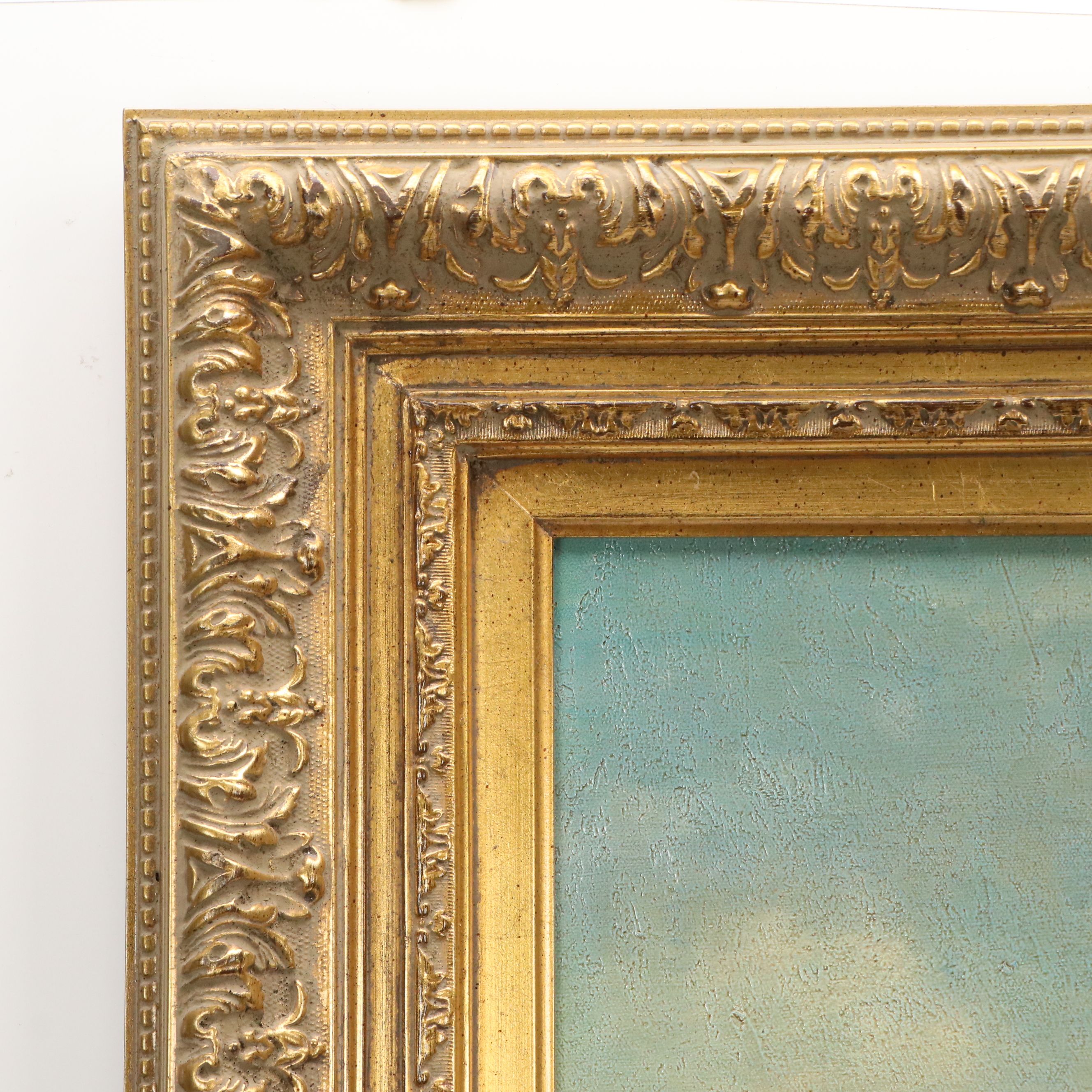 R. Pittman Oil Painting of Woman Greeting Hunting Party, Mid-20th Century