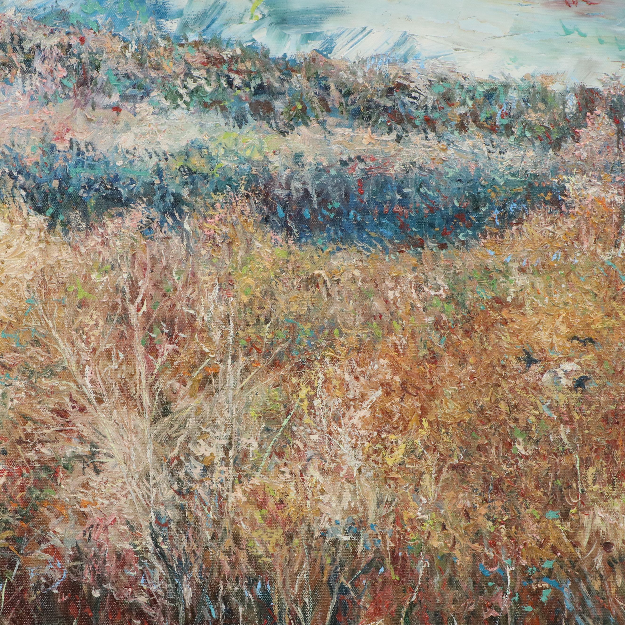 Antonio Joseph Mendez Oil Painting of Abstracted Tall Grass, 1990