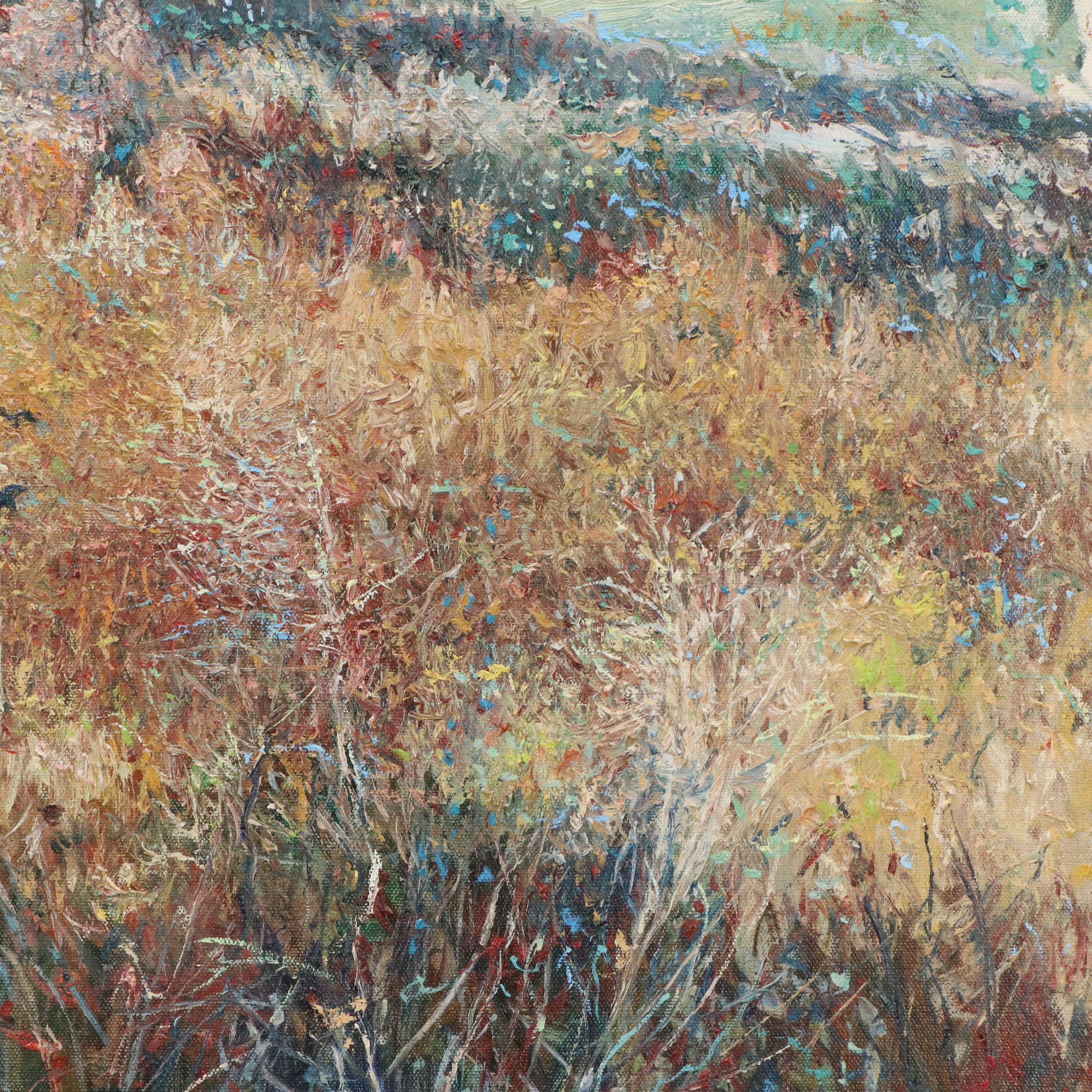 Antonio Joseph Mendez Oil Painting of Abstracted Tall Grass, 1990