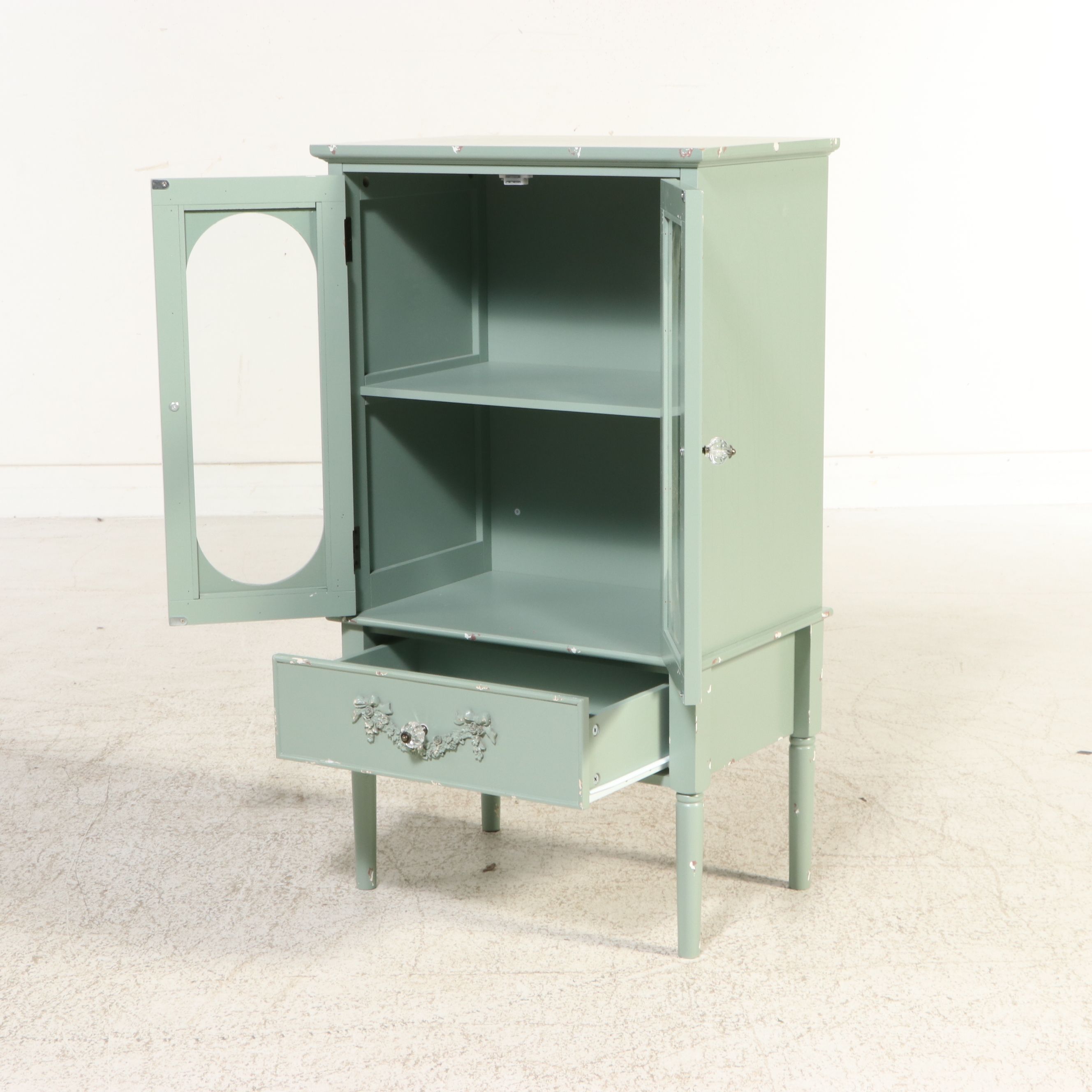 French Provincial Style Painted Display Cabinet