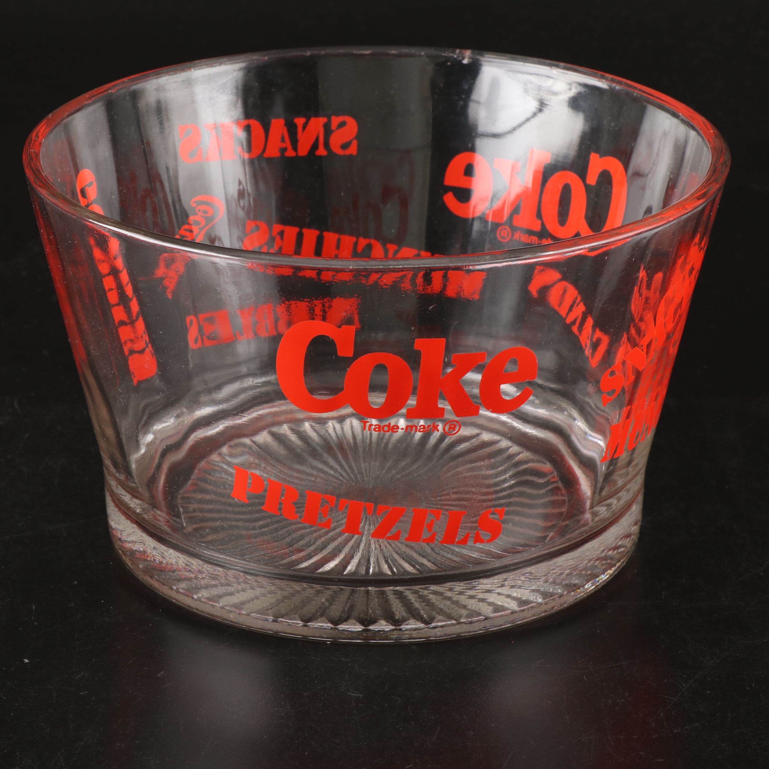 Coca-Cola Glass Snack Bowl and Tumblers, Late 20th C.