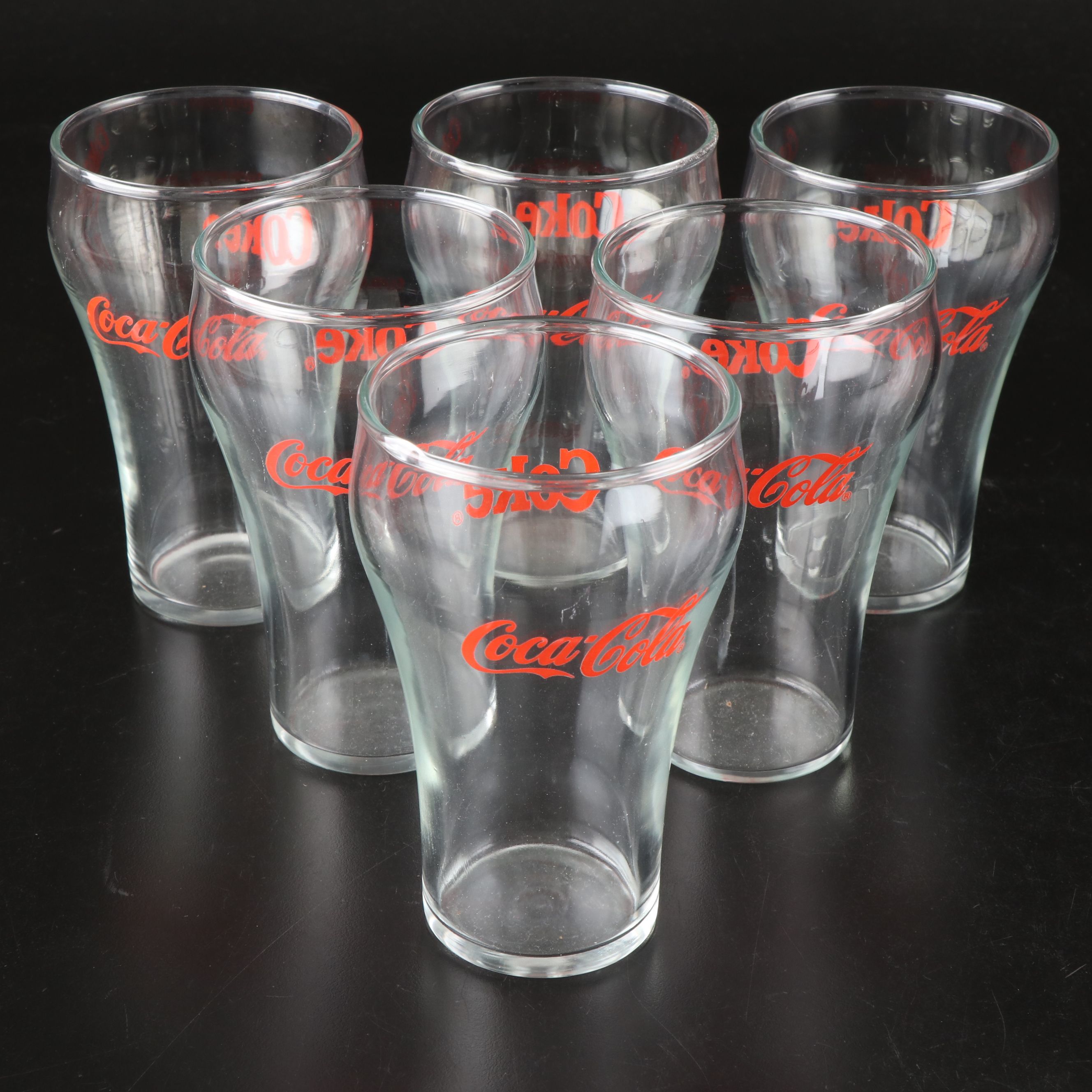 Coca-Cola Glass Snack Bowl and Tumblers, Late 20th C.