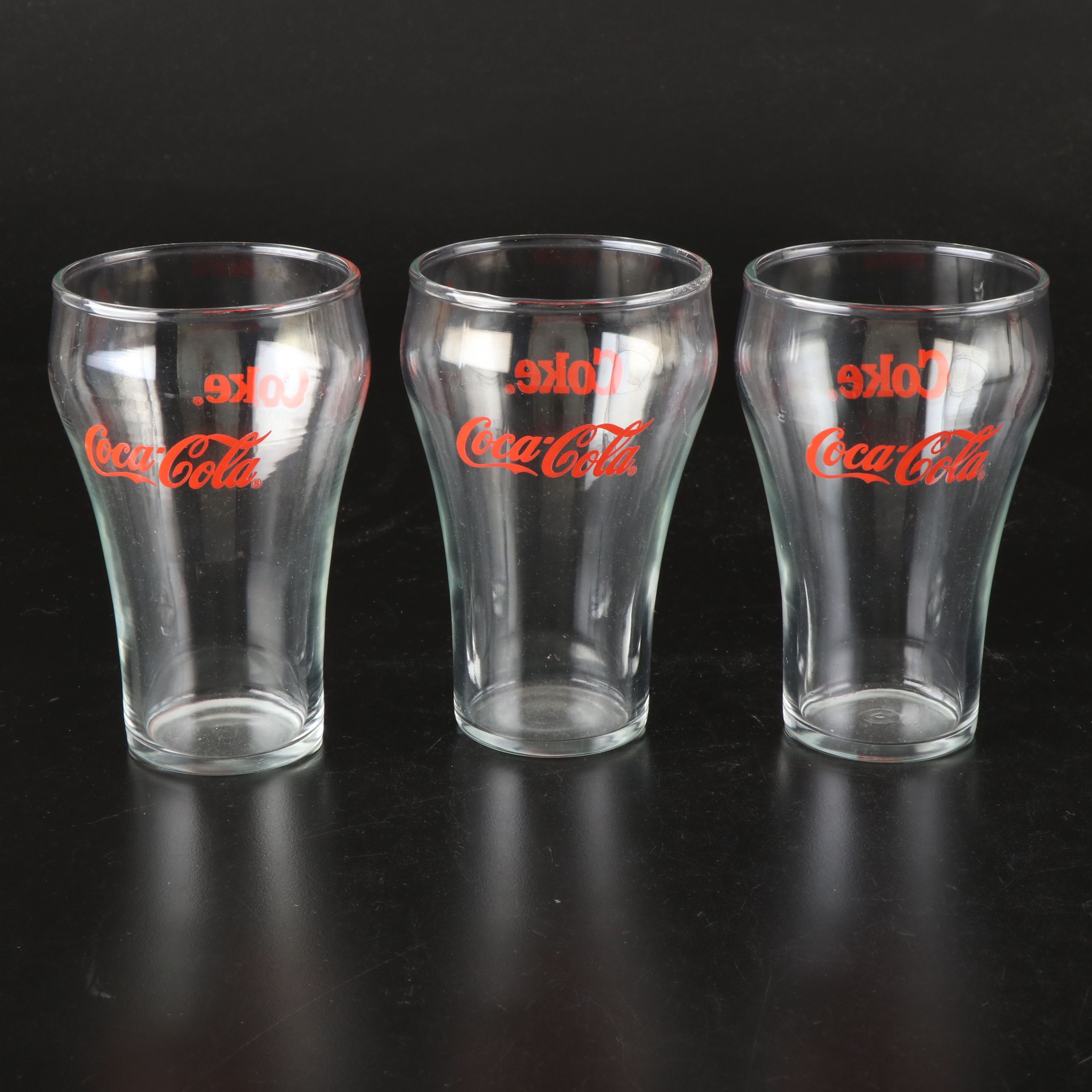 Coca-Cola Glass Snack Bowl and Tumblers, Late 20th C.