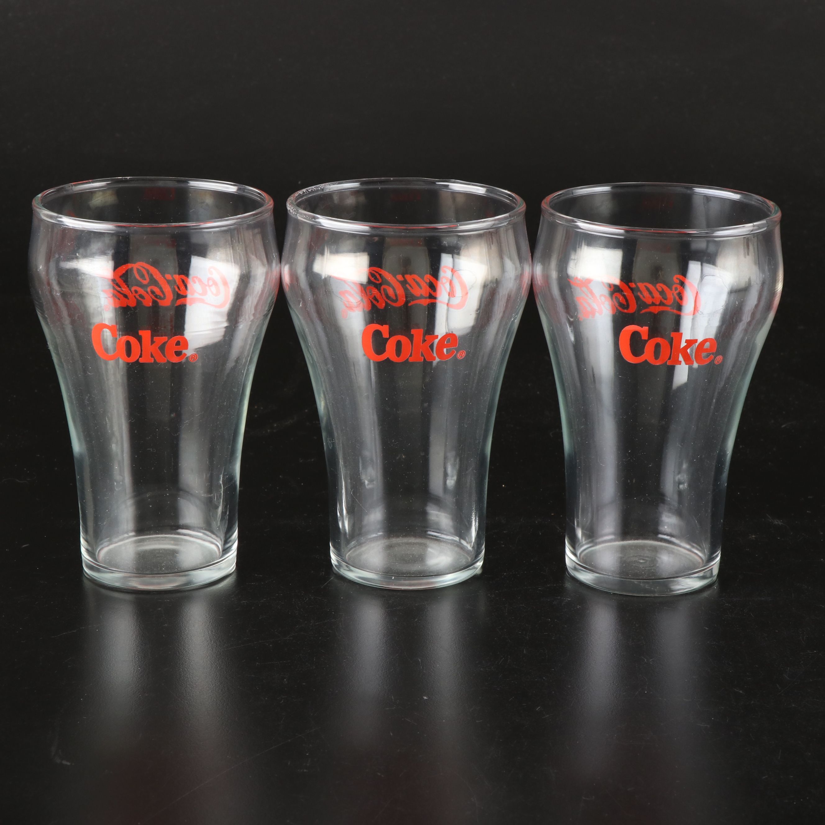 Coca-Cola Glass Snack Bowl and Tumblers, Late 20th C.