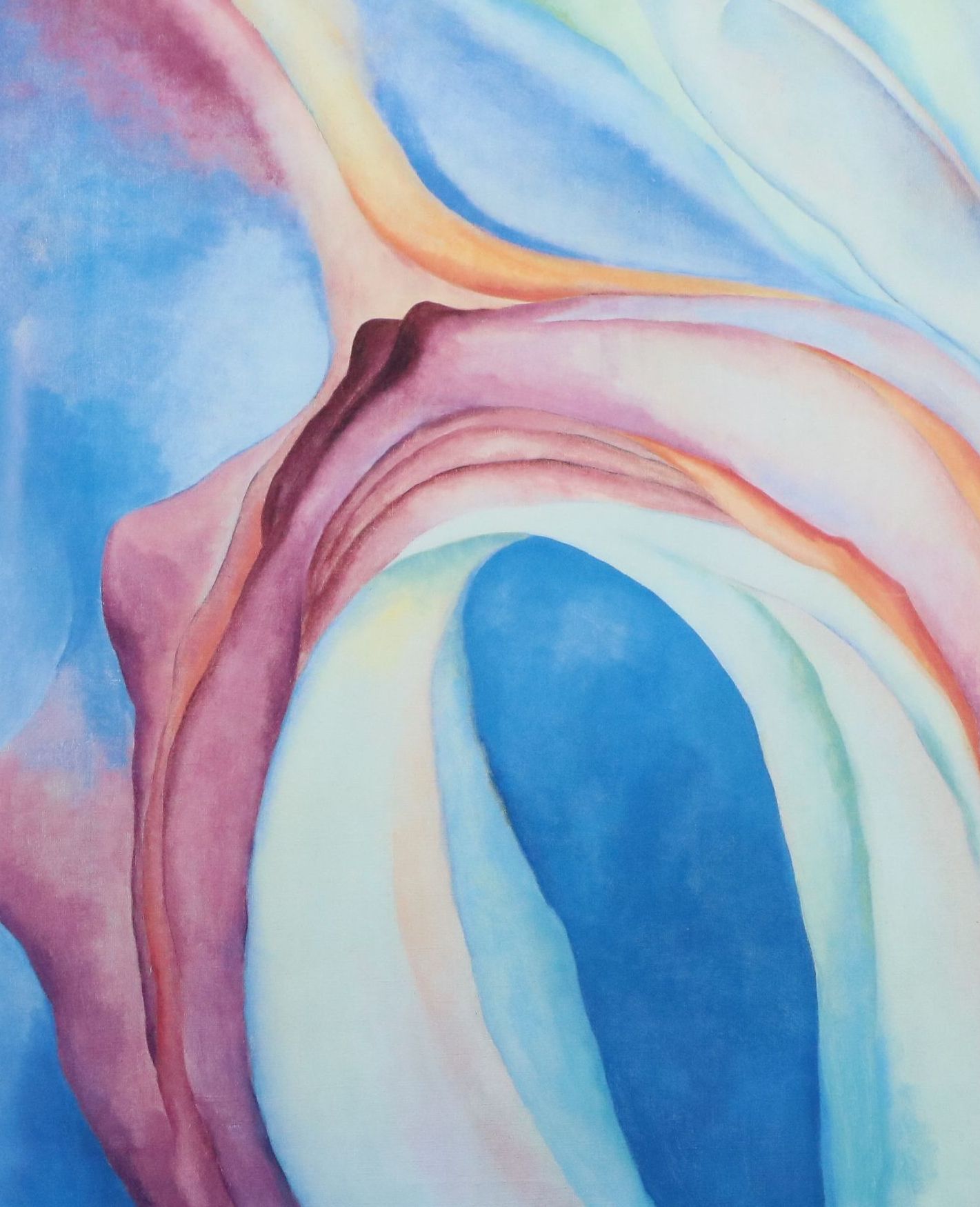 After Georgia O'Keefe Pink and Blue Offset Lithograph Duo, Late 20th Century