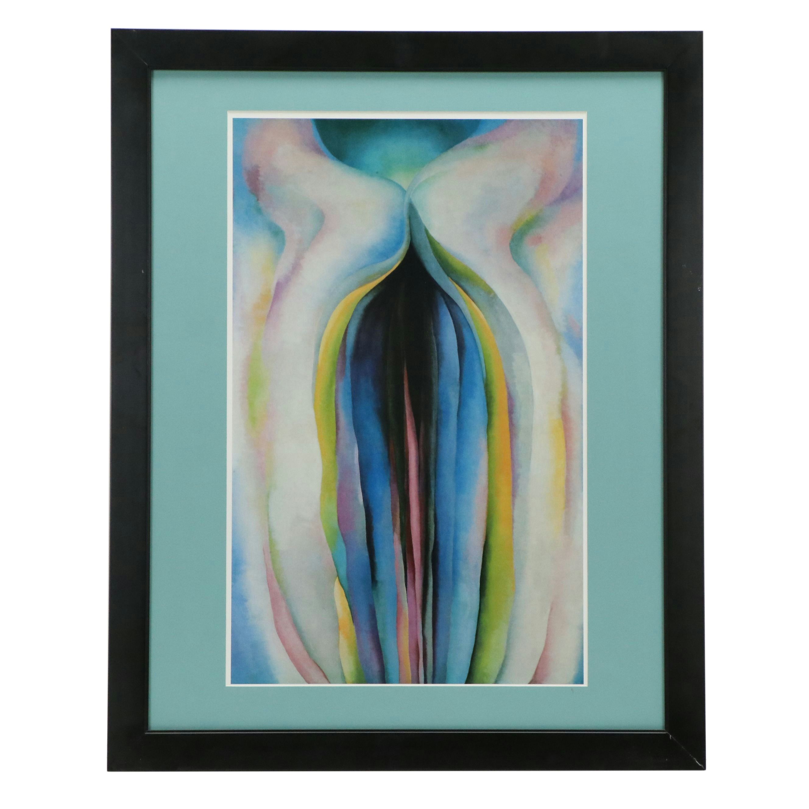 After Georgia O'Keefe Pink and Blue Offset Lithograph Duo, Late 20th Century