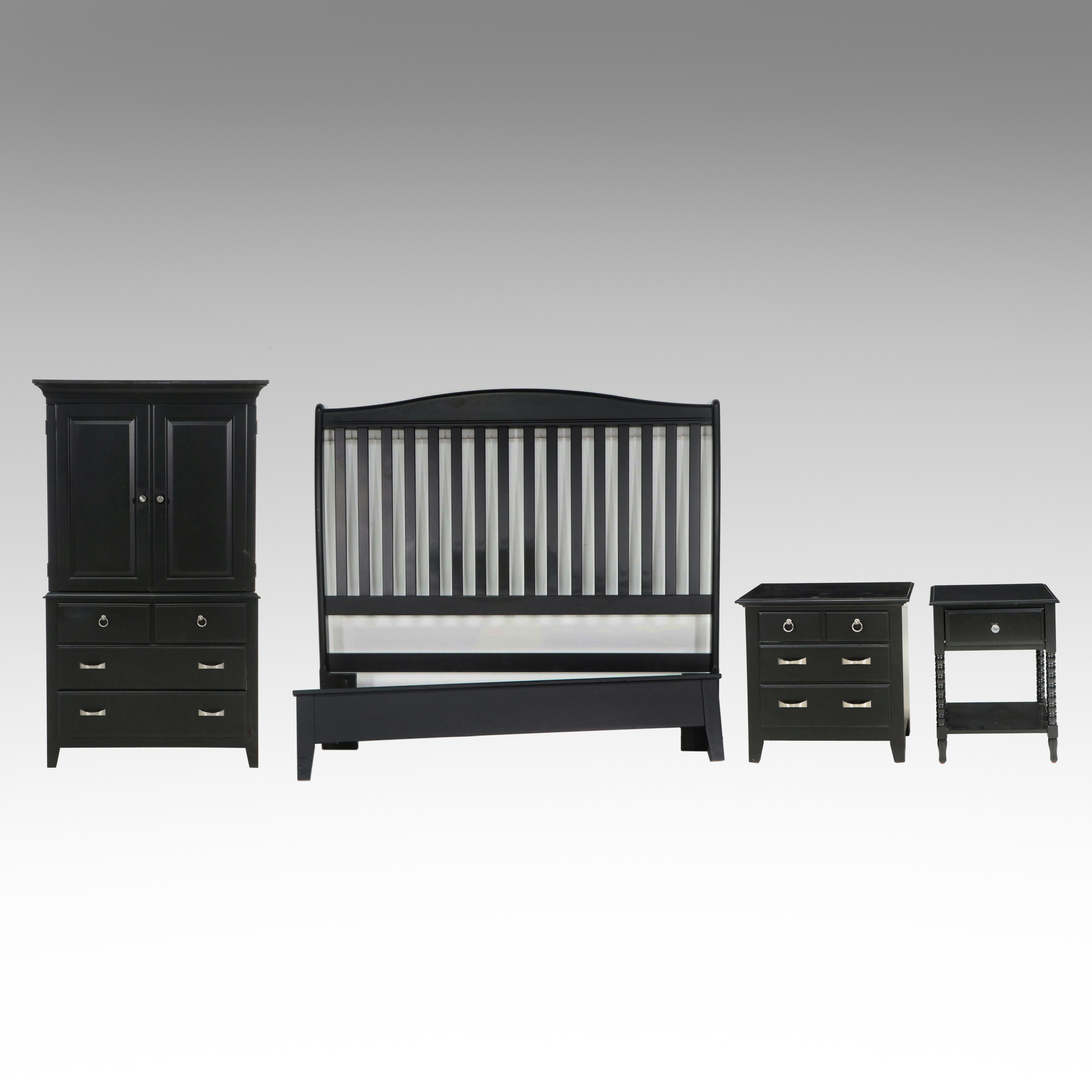 Kincaid Furniture Black Mission-Style Bedroom Set with Ameriwood Nightstand