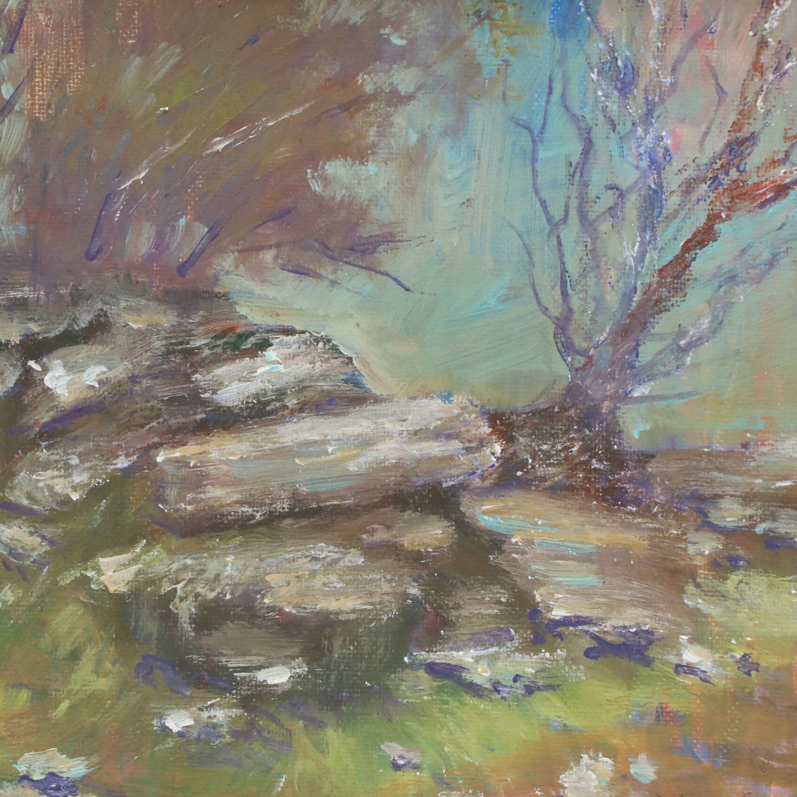 Robert Riddle Baker Acrylic Painting "Top of the Rocky Hill," 2025