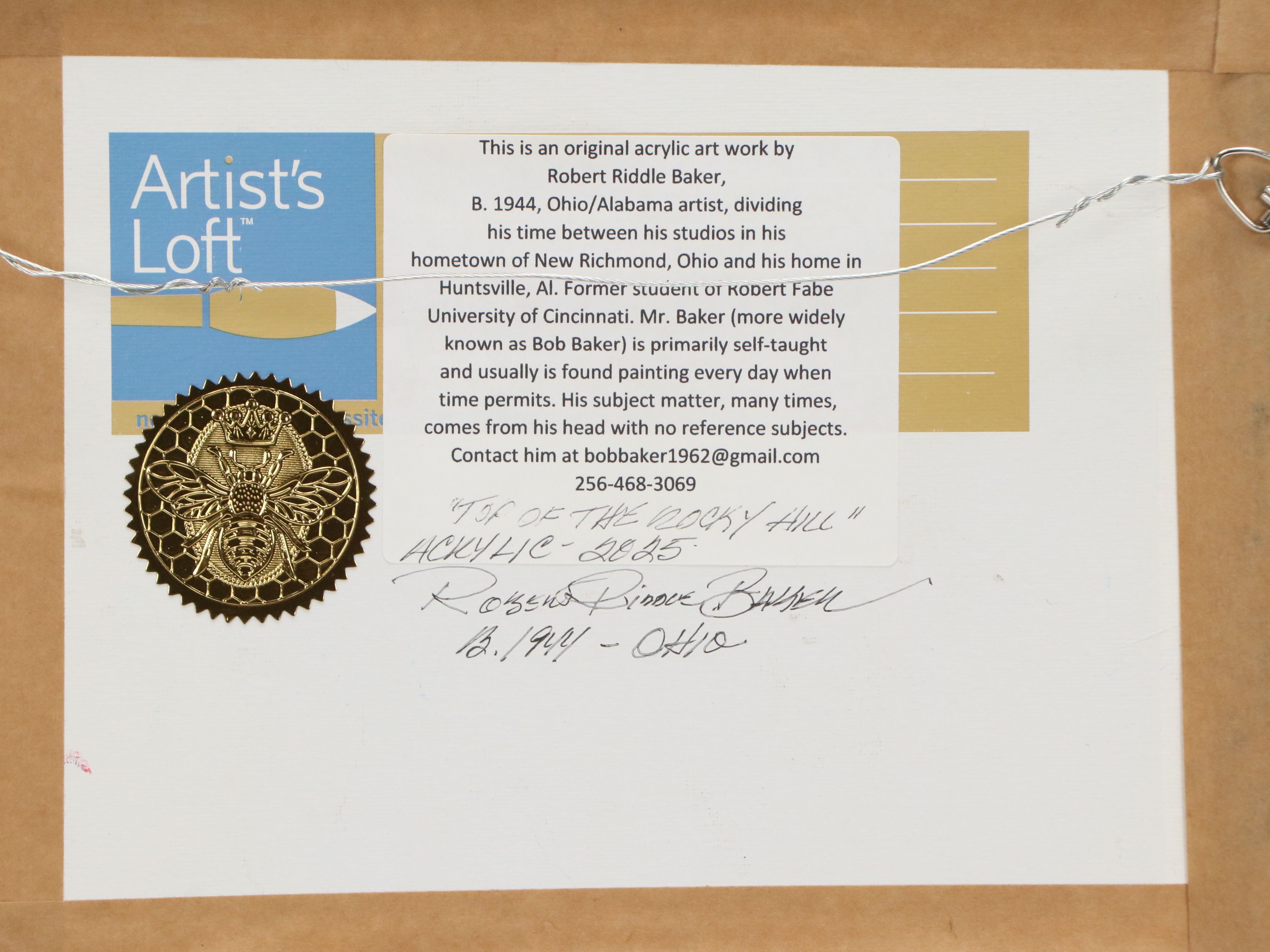 Robert Riddle Baker Acrylic Painting "Top of the Rocky Hill," 2025