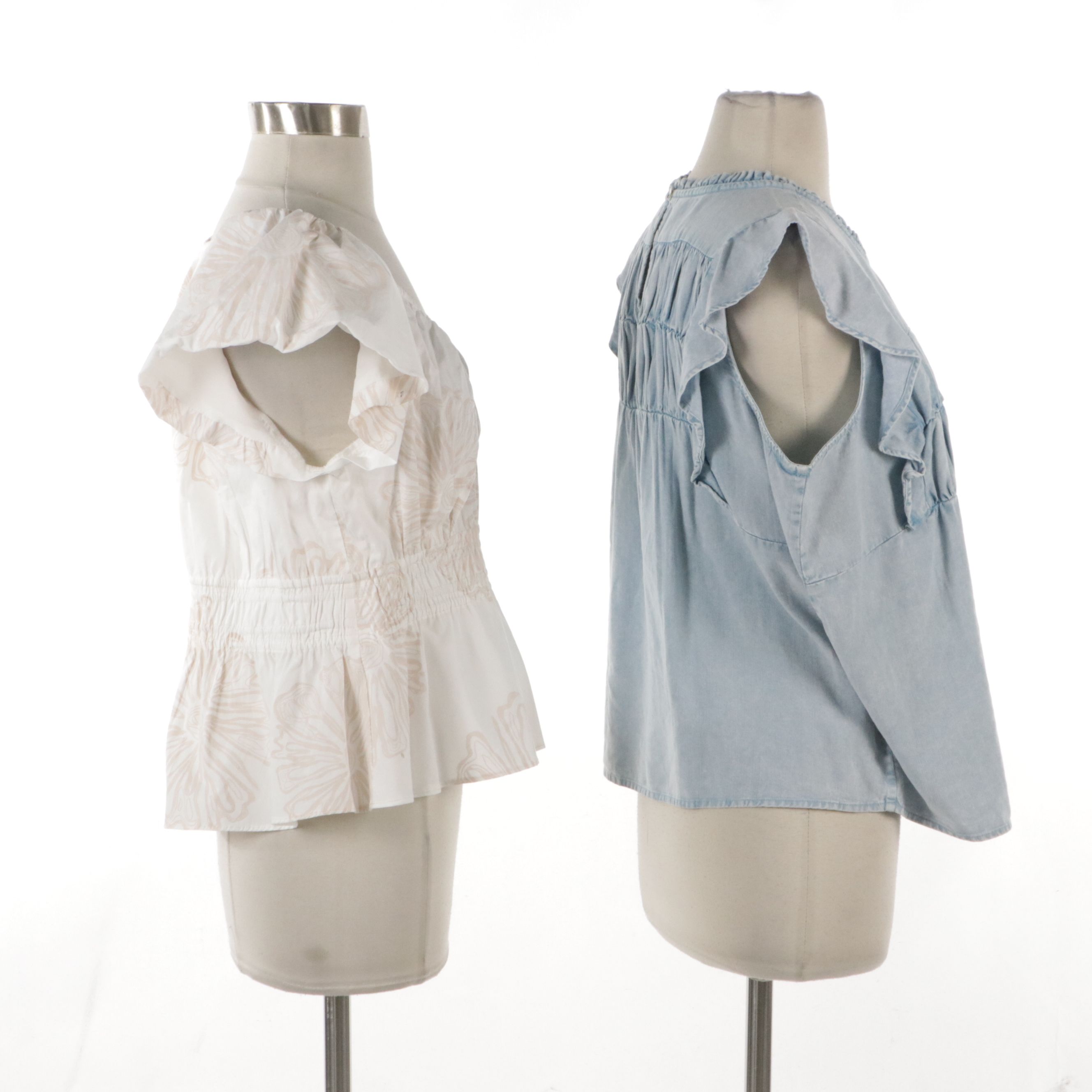 Marie Oliver "Athena" and Rails "Filomena" Short Sleeve Blouses, New With Tags