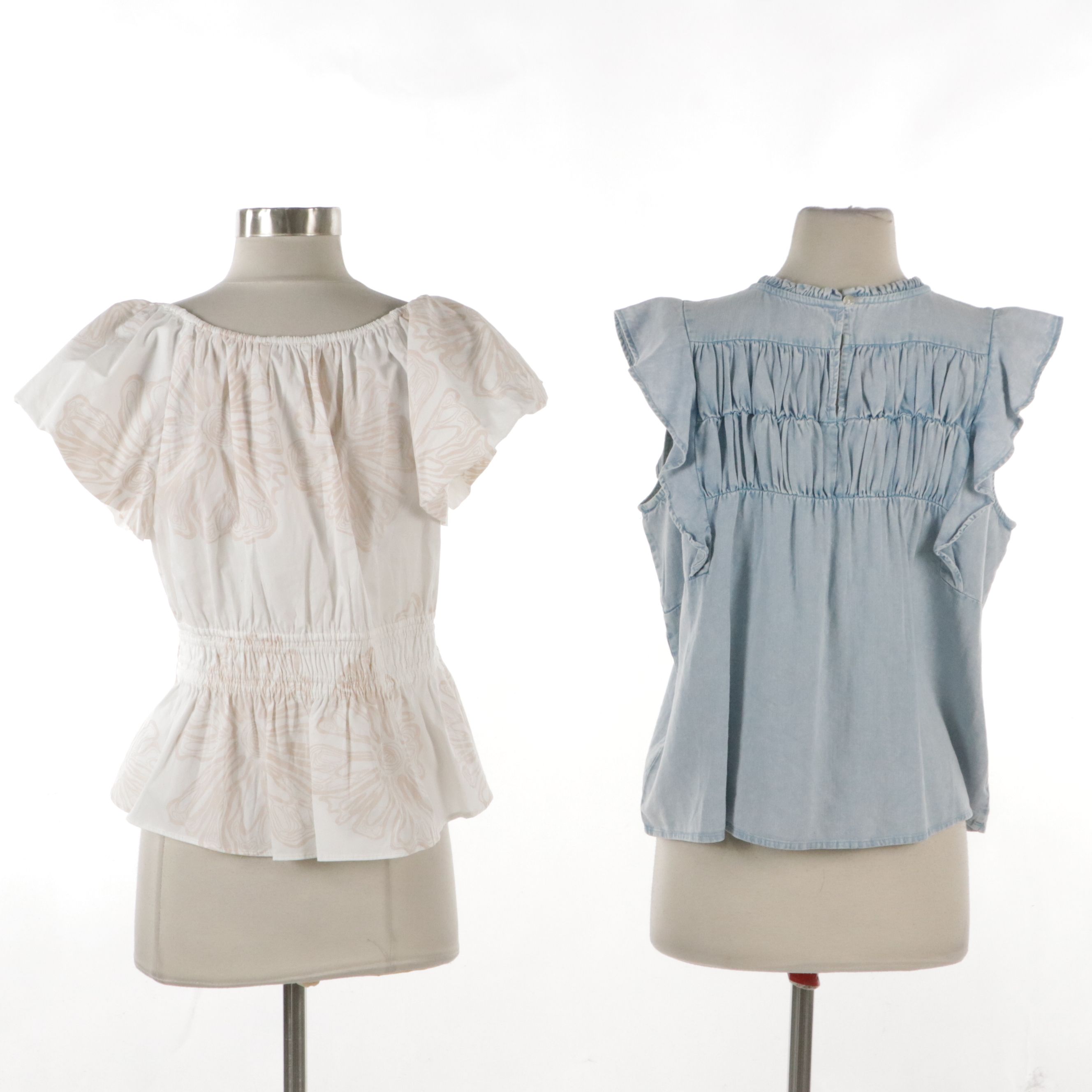 Marie Oliver "Athena" and Rails "Filomena" Short Sleeve Blouses, New With Tags