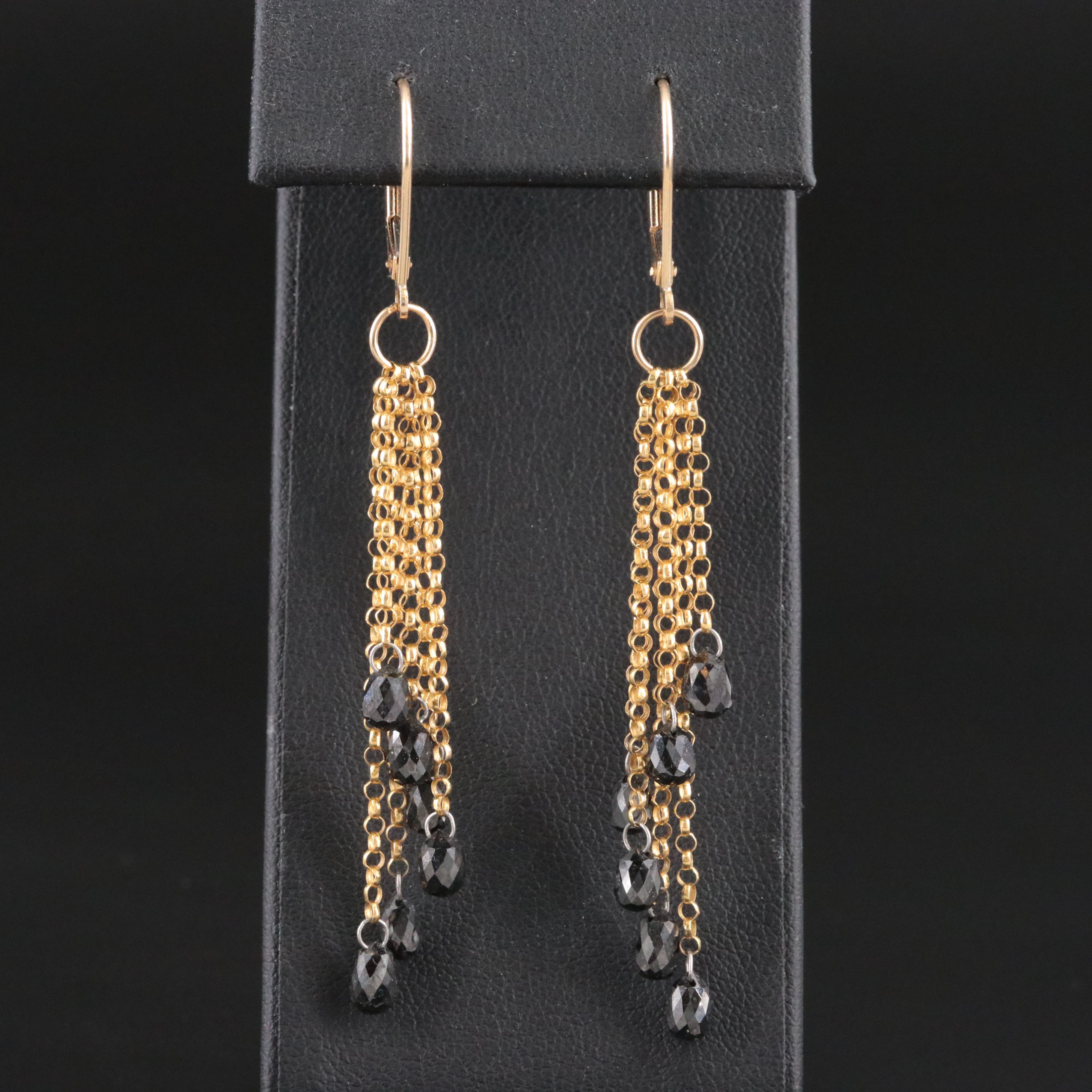 14K 5.16 CTW Fancy Black Diamond Fringe Earrings