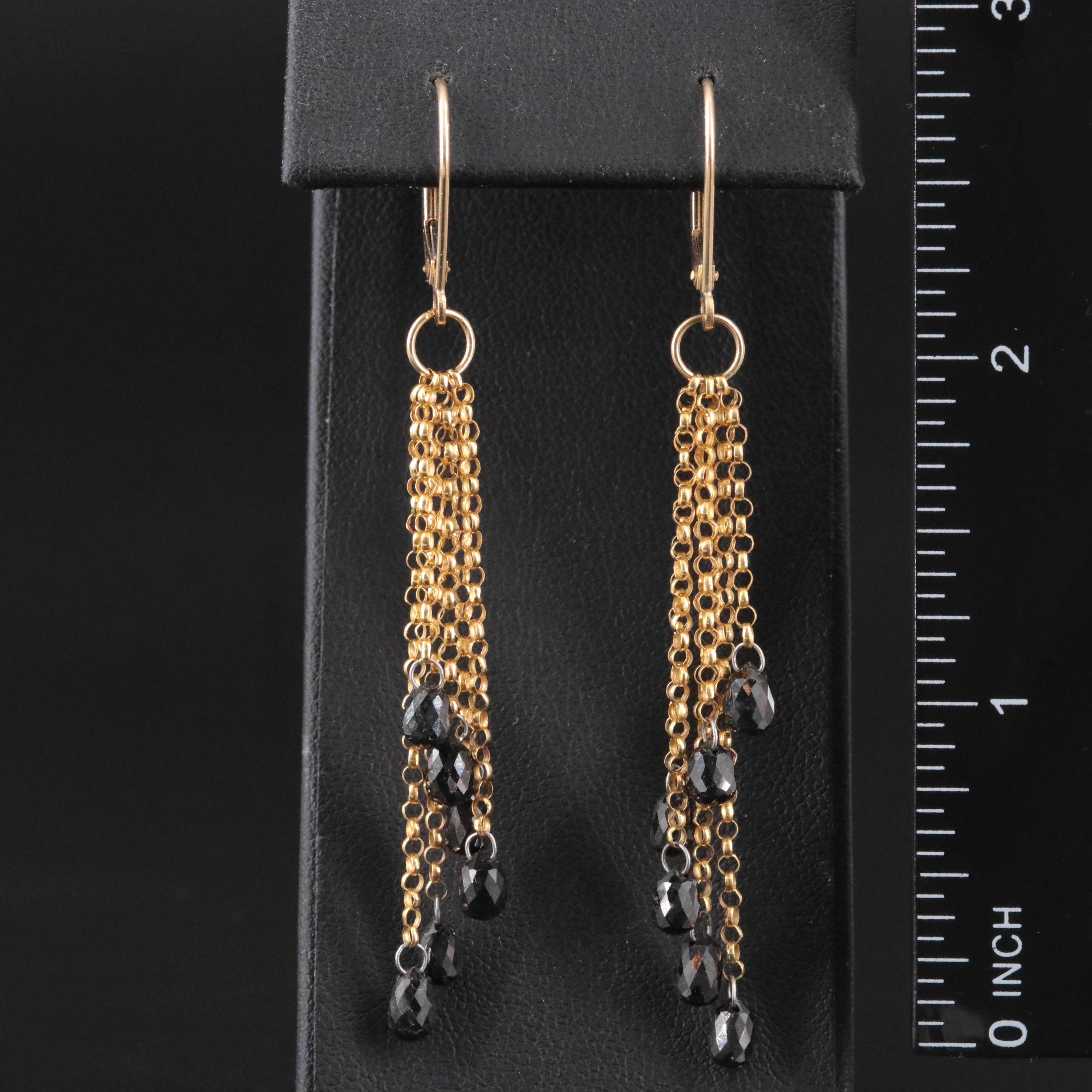 14K 5.16 CTW Fancy Black Diamond Fringe Earrings