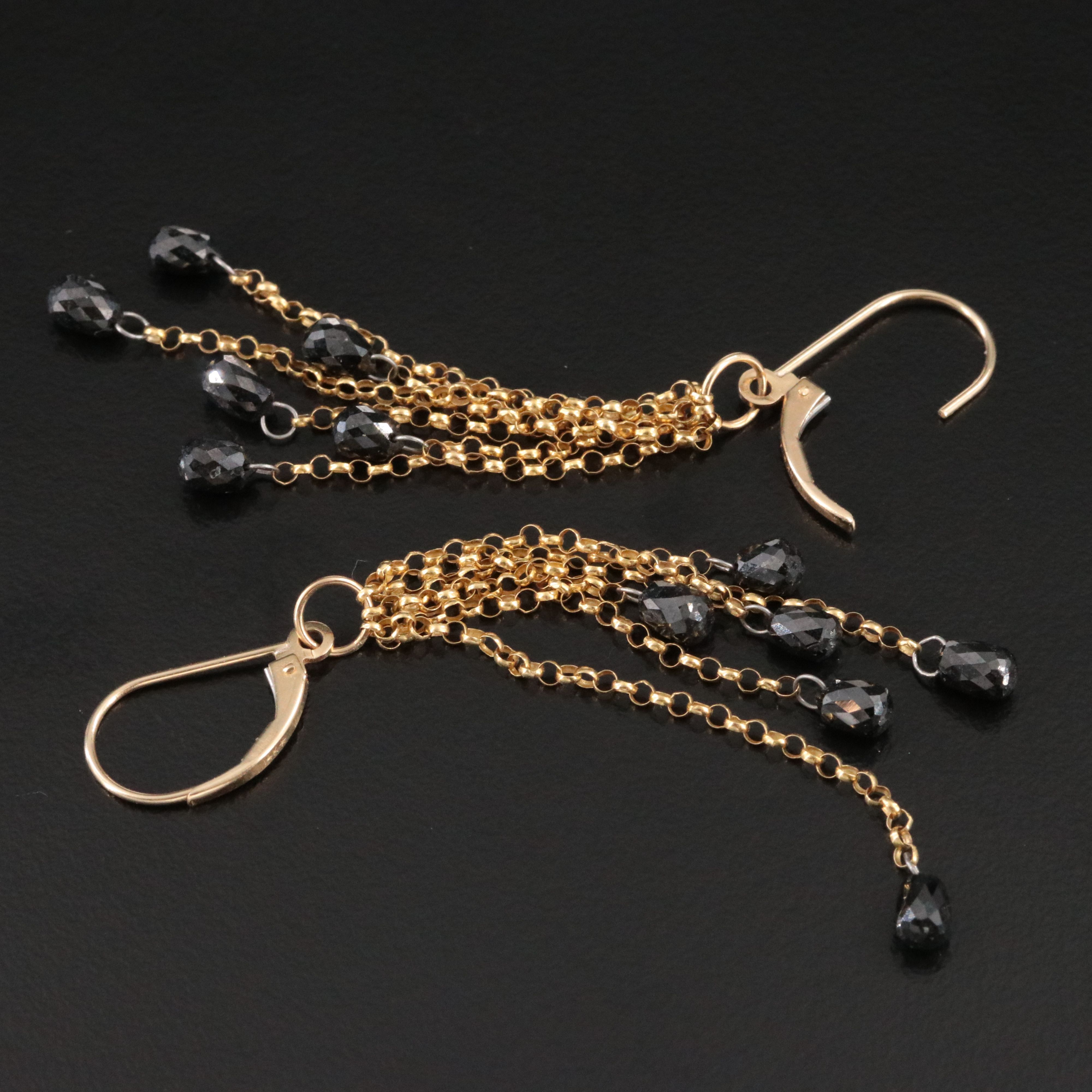 14K 5.16 CTW Fancy Black Diamond Fringe Earrings