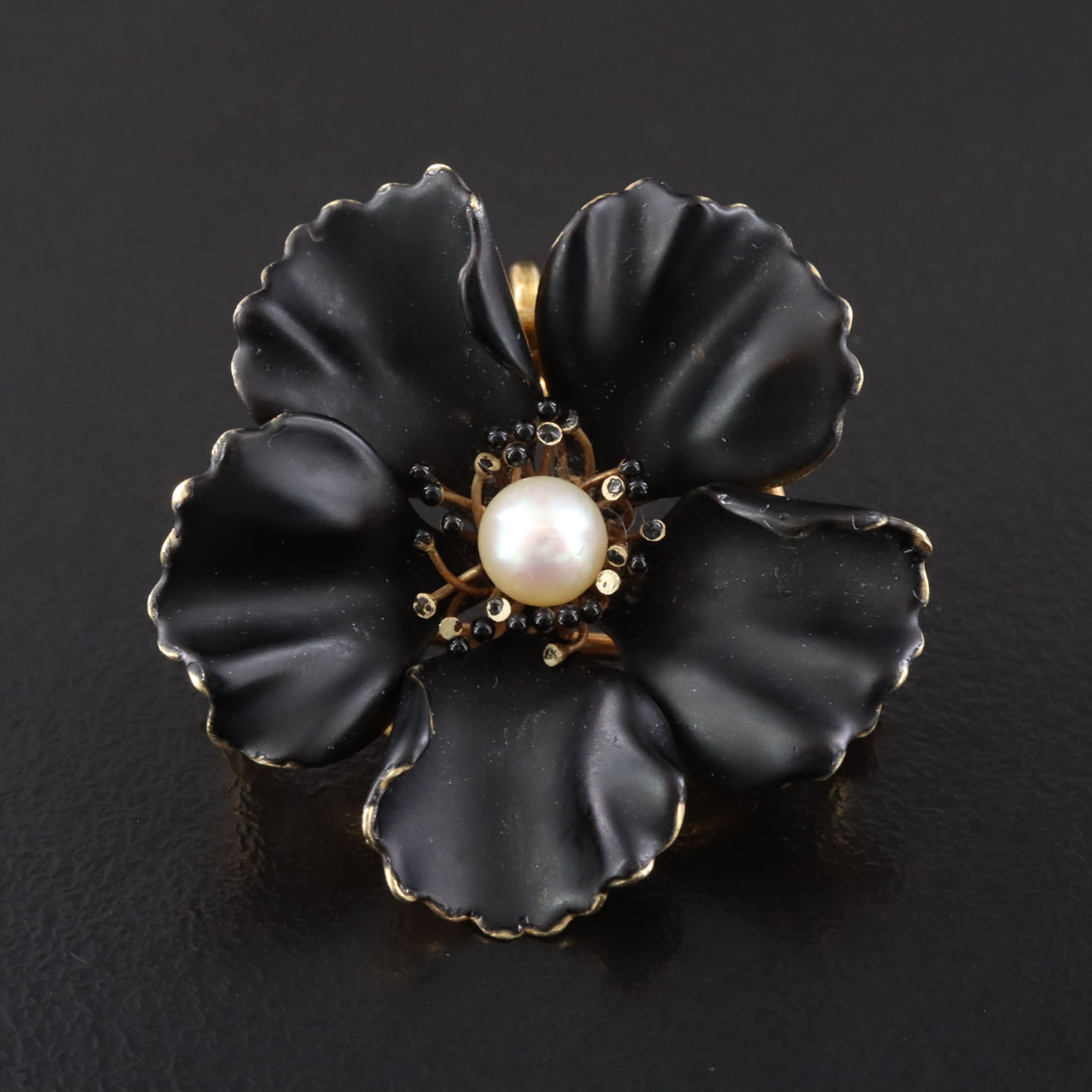 A.J. Hedges & Co 14K Pearl, Glass and Enamel Converter Brooch, Early 1900s